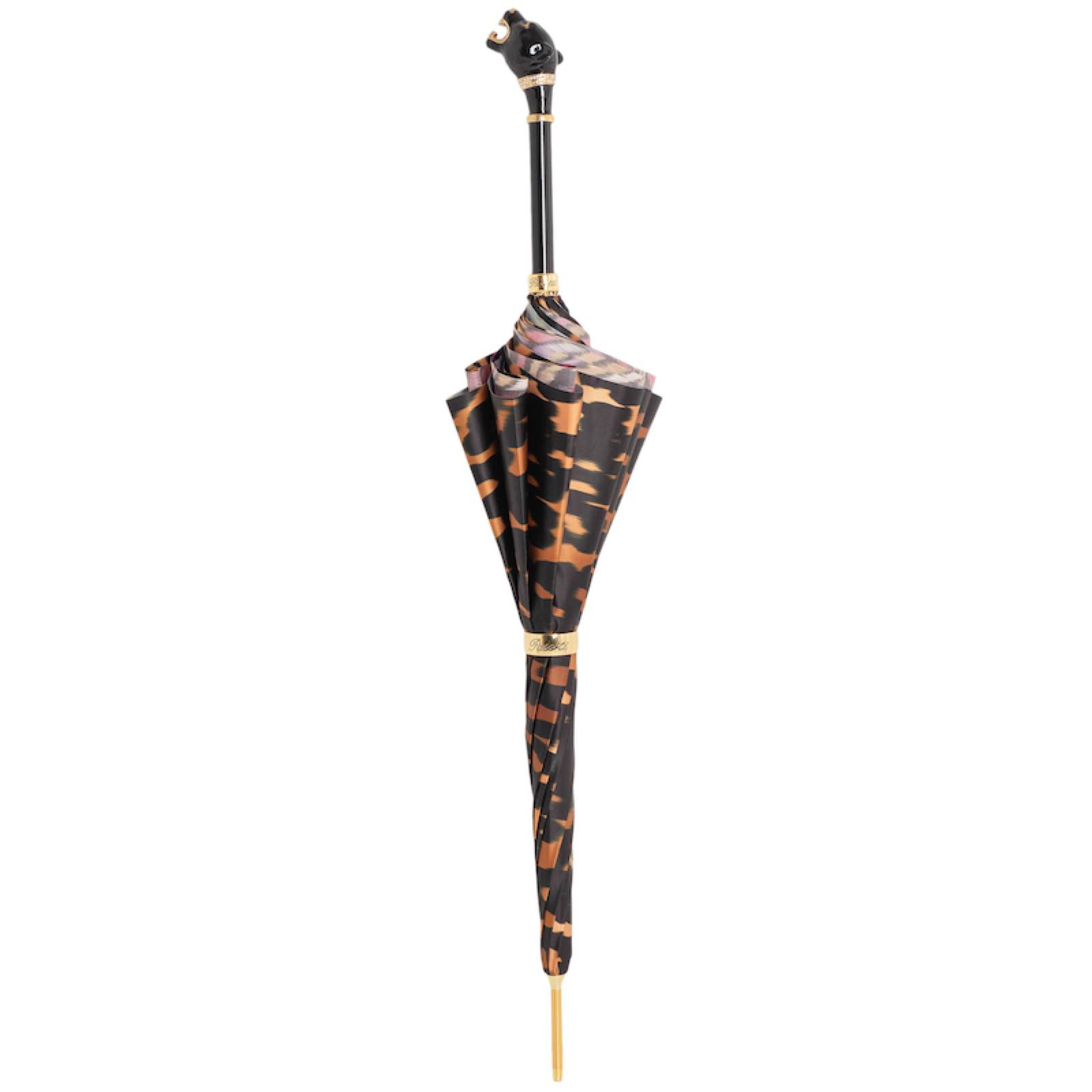 Luxury Multicolor Panther Umbrella with Enameled Brass Handle