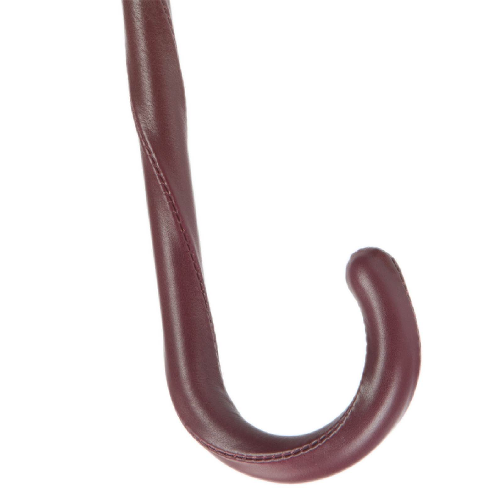 Leather Handle Flowered Burgundy Manual Opening Umbrella