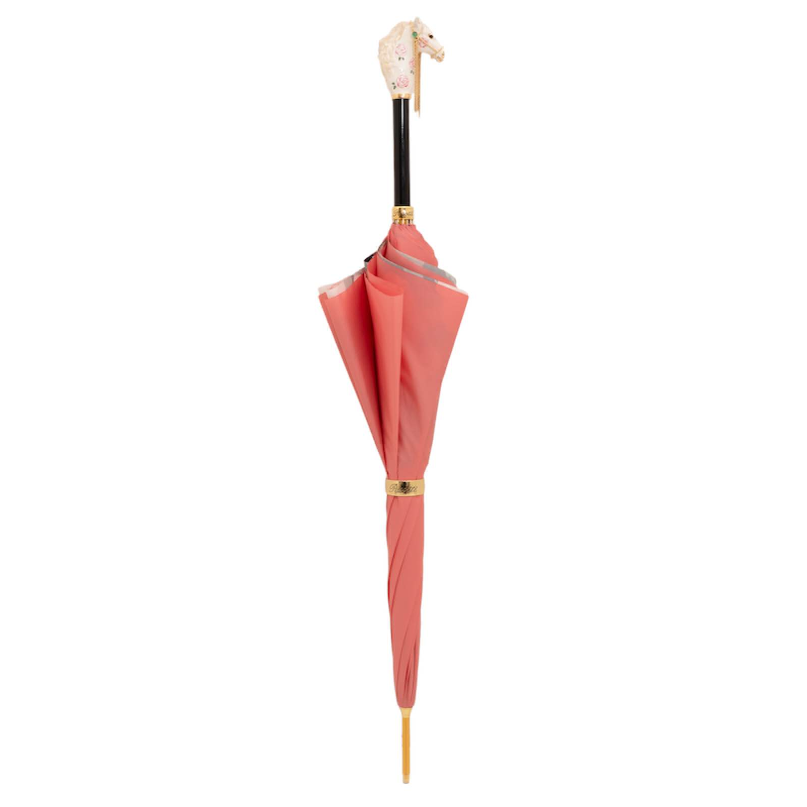 Pink Designer Enameled Brass Handle Umbrella – Manual Opening