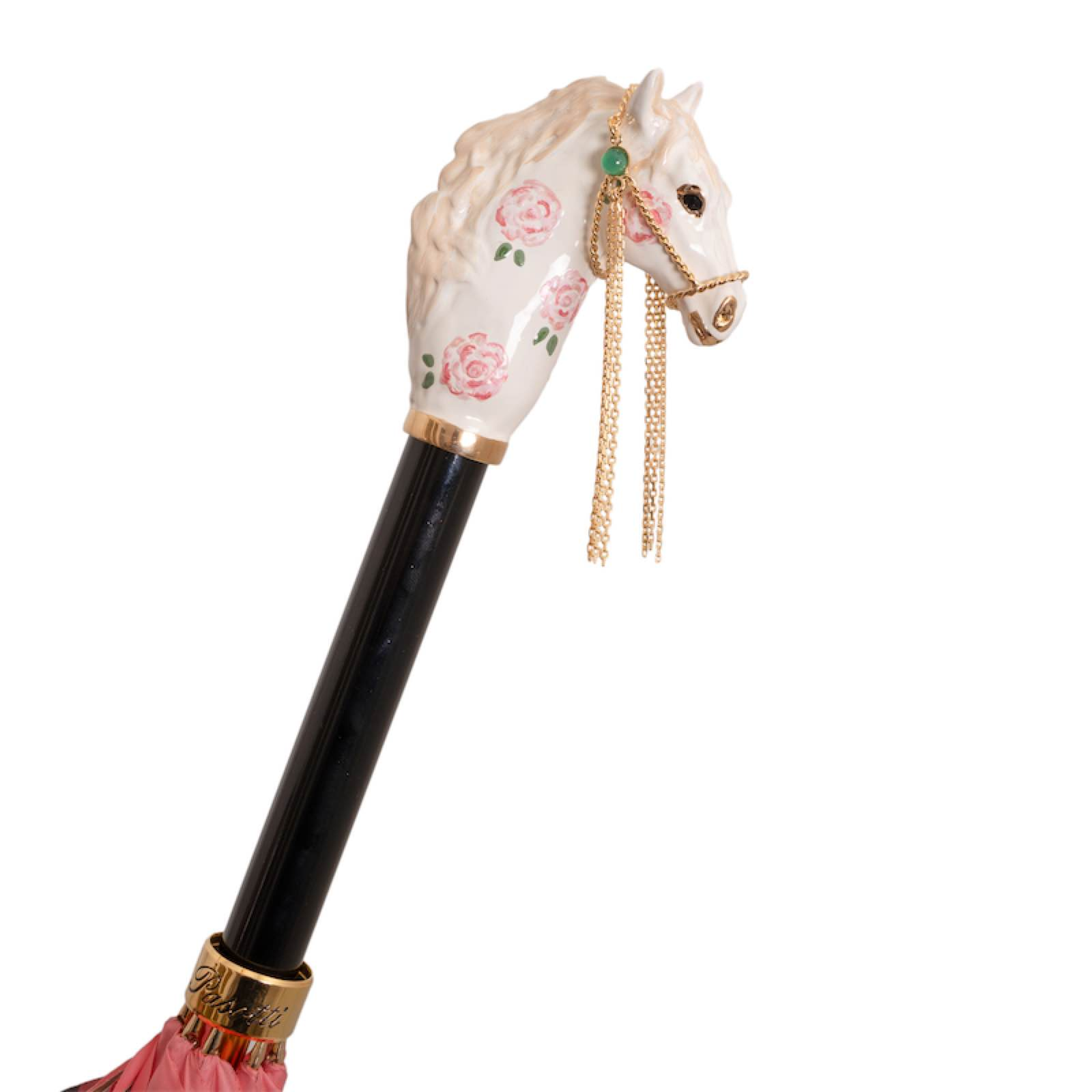 Pink Designer Enameled Brass Handle Umbrella – Manual Opening