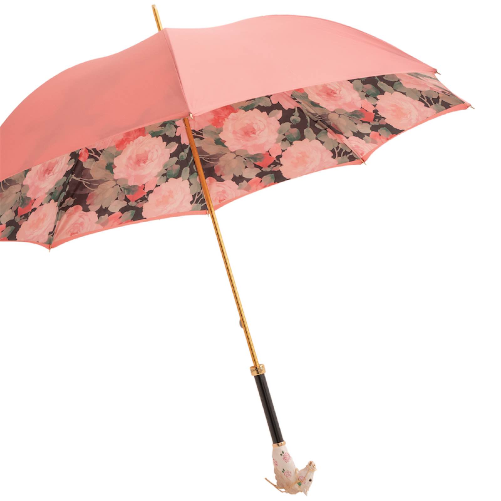 Pink Designer Enameled Brass Handle Umbrella – Manual Opening