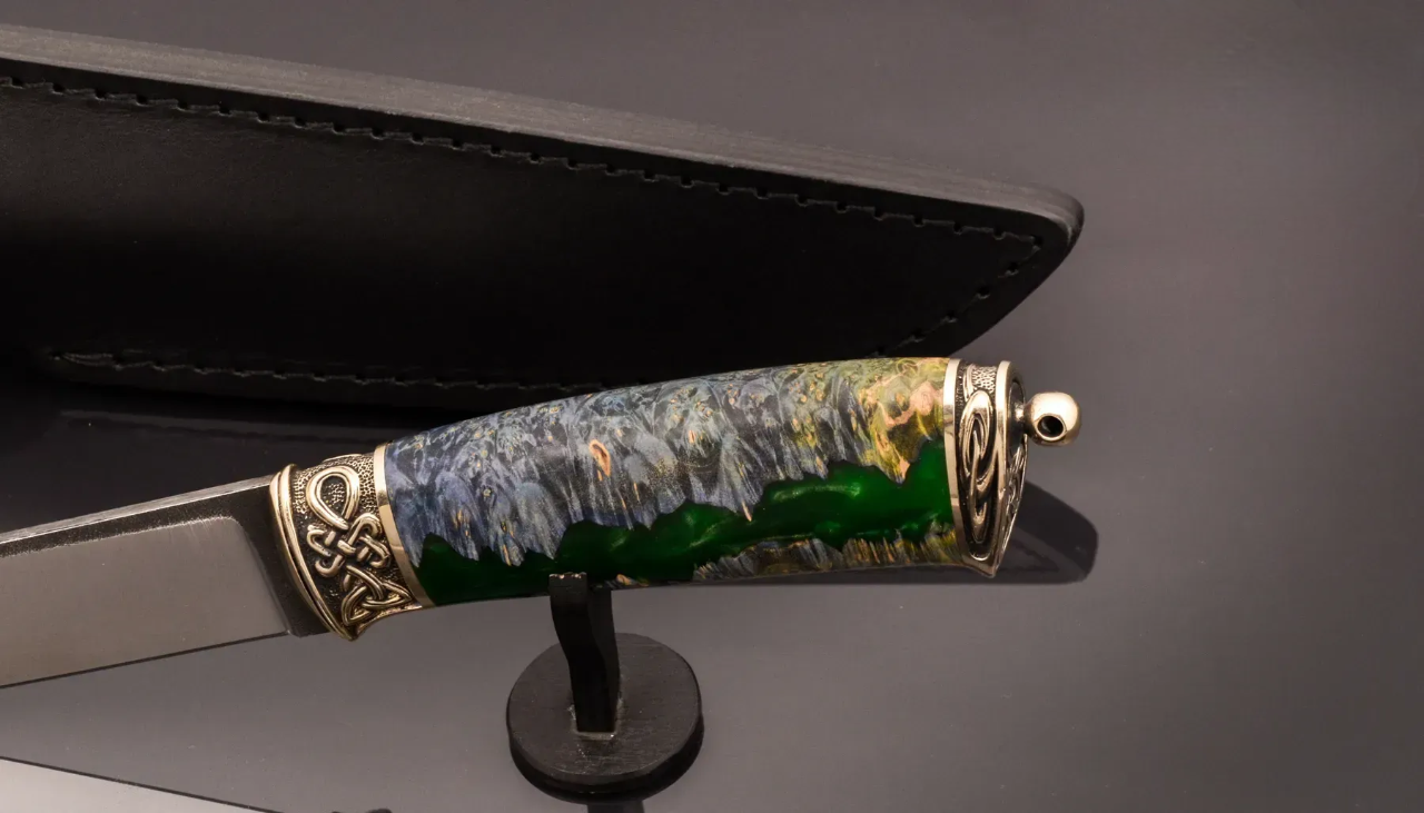 Handmade Custom Knife – Steel Blade, Hybrid Handle, Leather Sheath - Elegant Knives