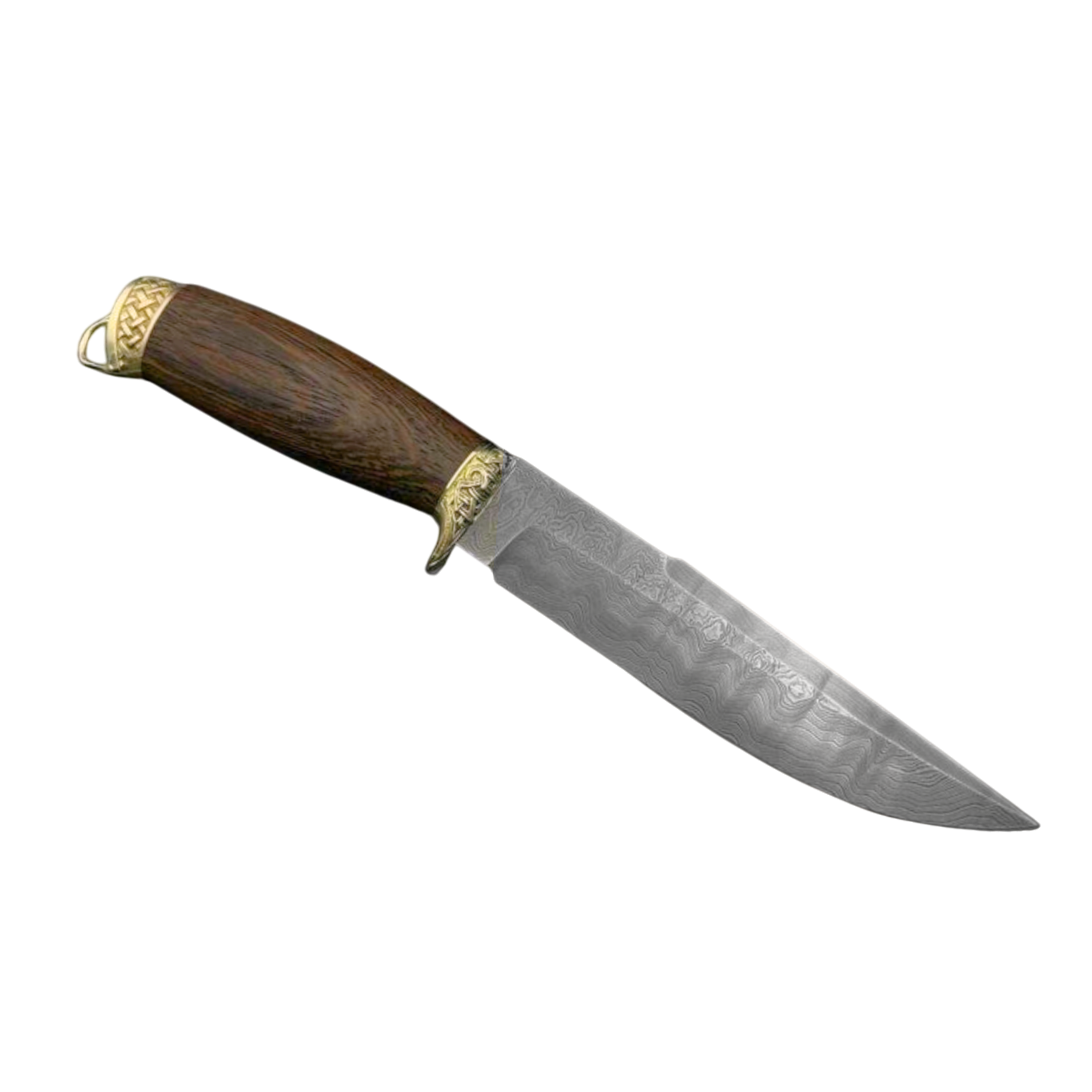 Damascus Fixed Blade Knife with Leather Sheath Perfect for Hunting