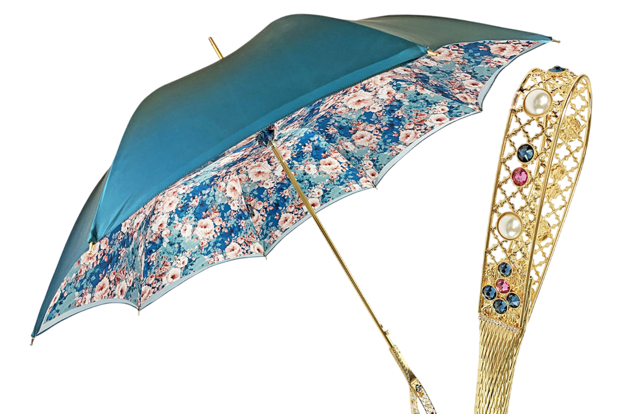 Refined Octane Elegance – Floral Umbrella with Swarovski Accents