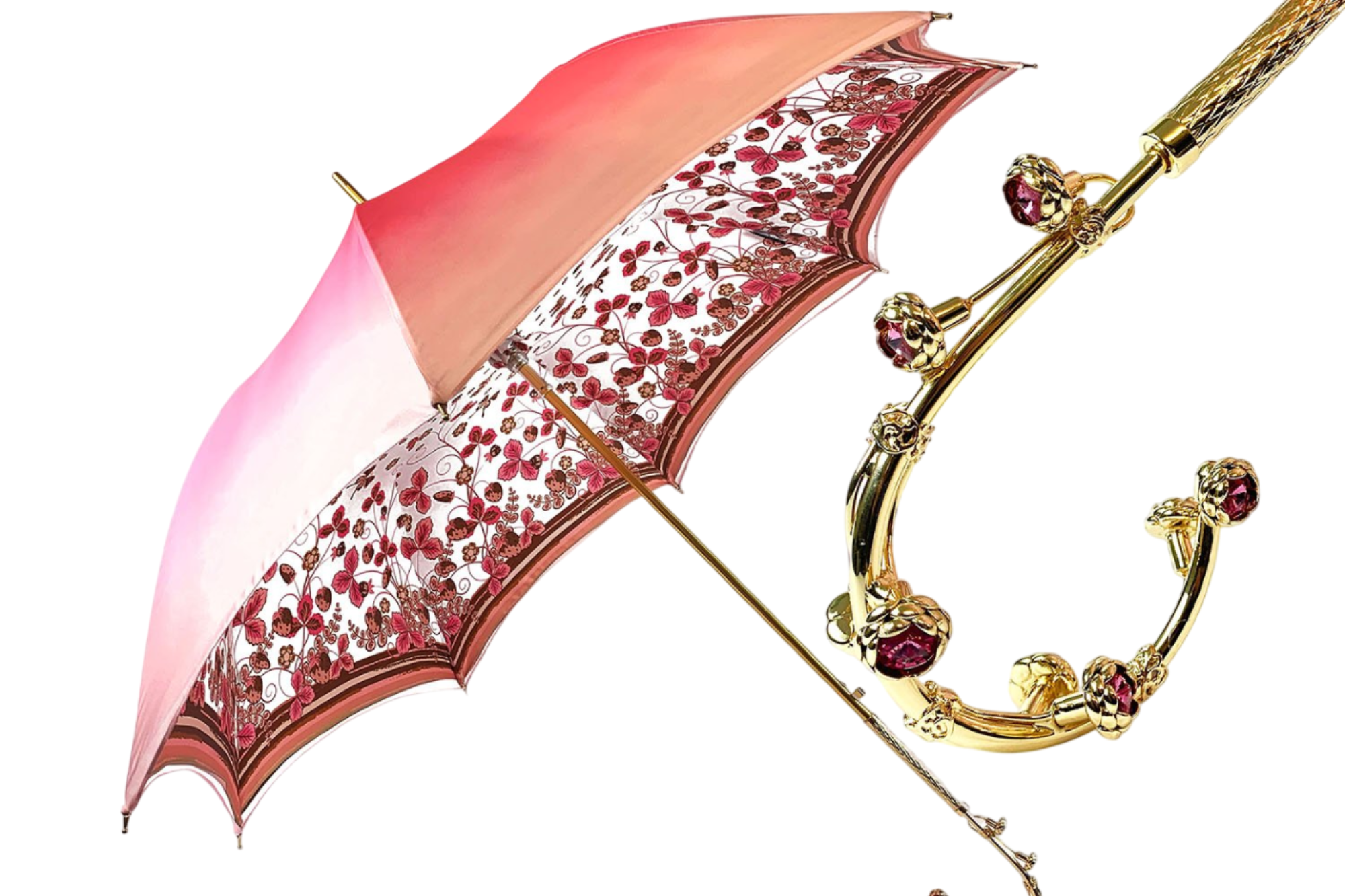 Fantastic Light Pink Umbrella with Special Flowered Handle