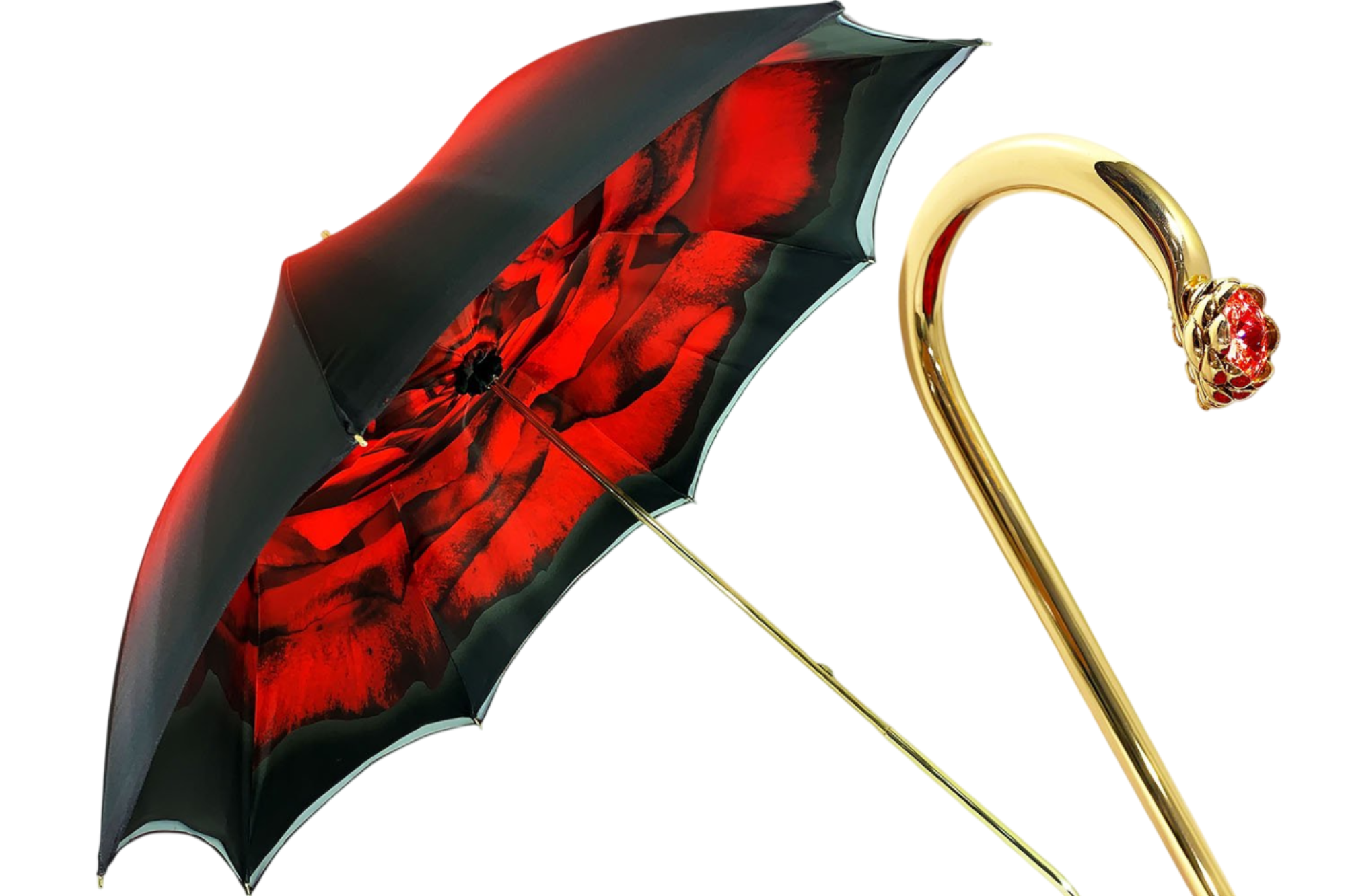 Handcrafted Elegant Red Double Canopy Umbrella with Rose Design