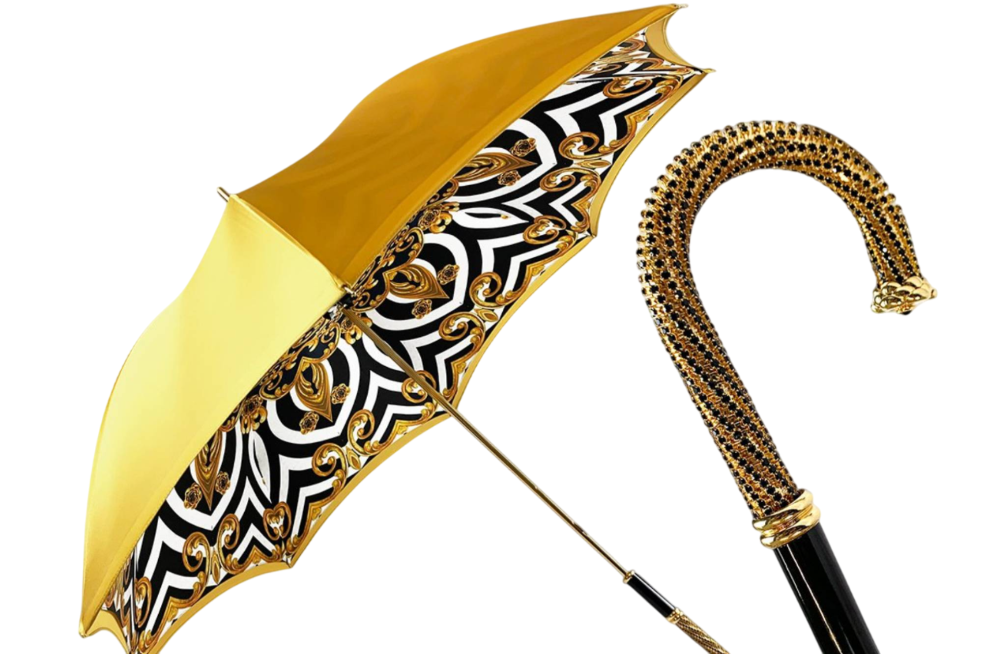 Stunning Double Canopy Yellow Gold Umbrella – Handcrafted Luxury