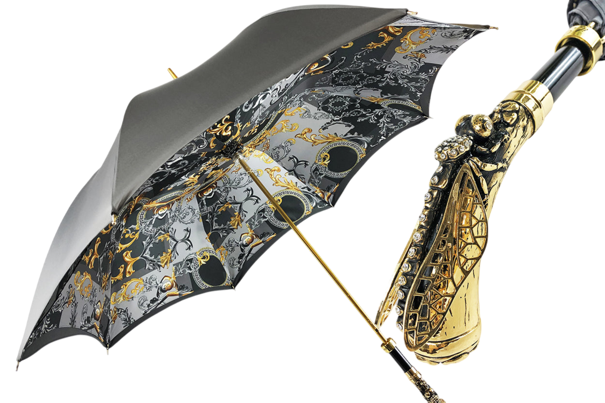 Elegant Handcrafted Umbrella with Dragonfly – Italian Luxury Design