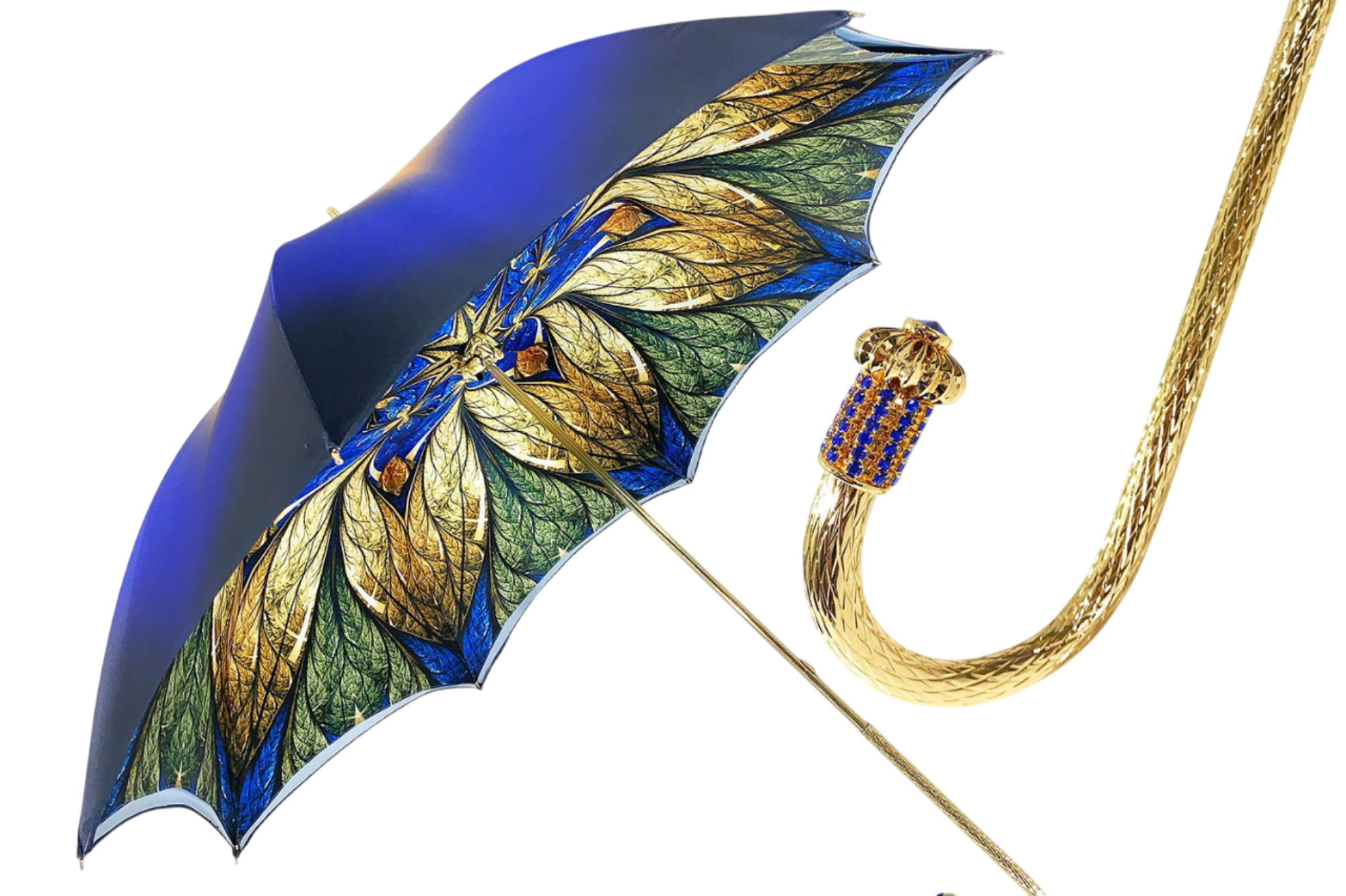 Luxurious Blue Umbrella – Double Cloth with Abstract Design