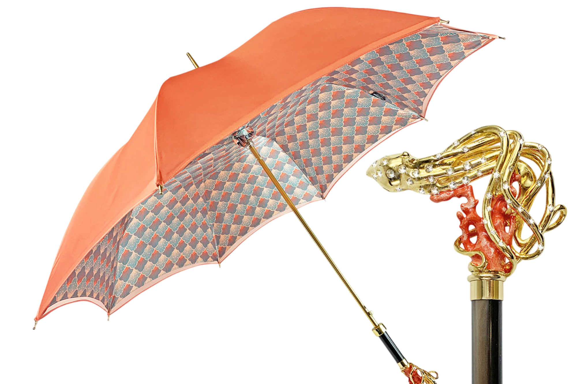 Wonderful Goldplated Octopus with Crystals Umbrella – Italian Artistry