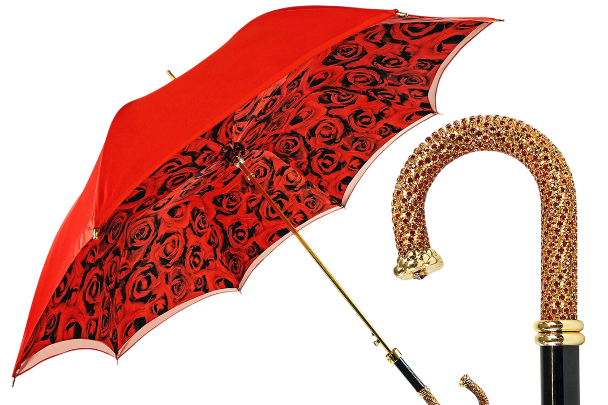 Romantic Red Roses Umbrella – Handmade Luxury for Women