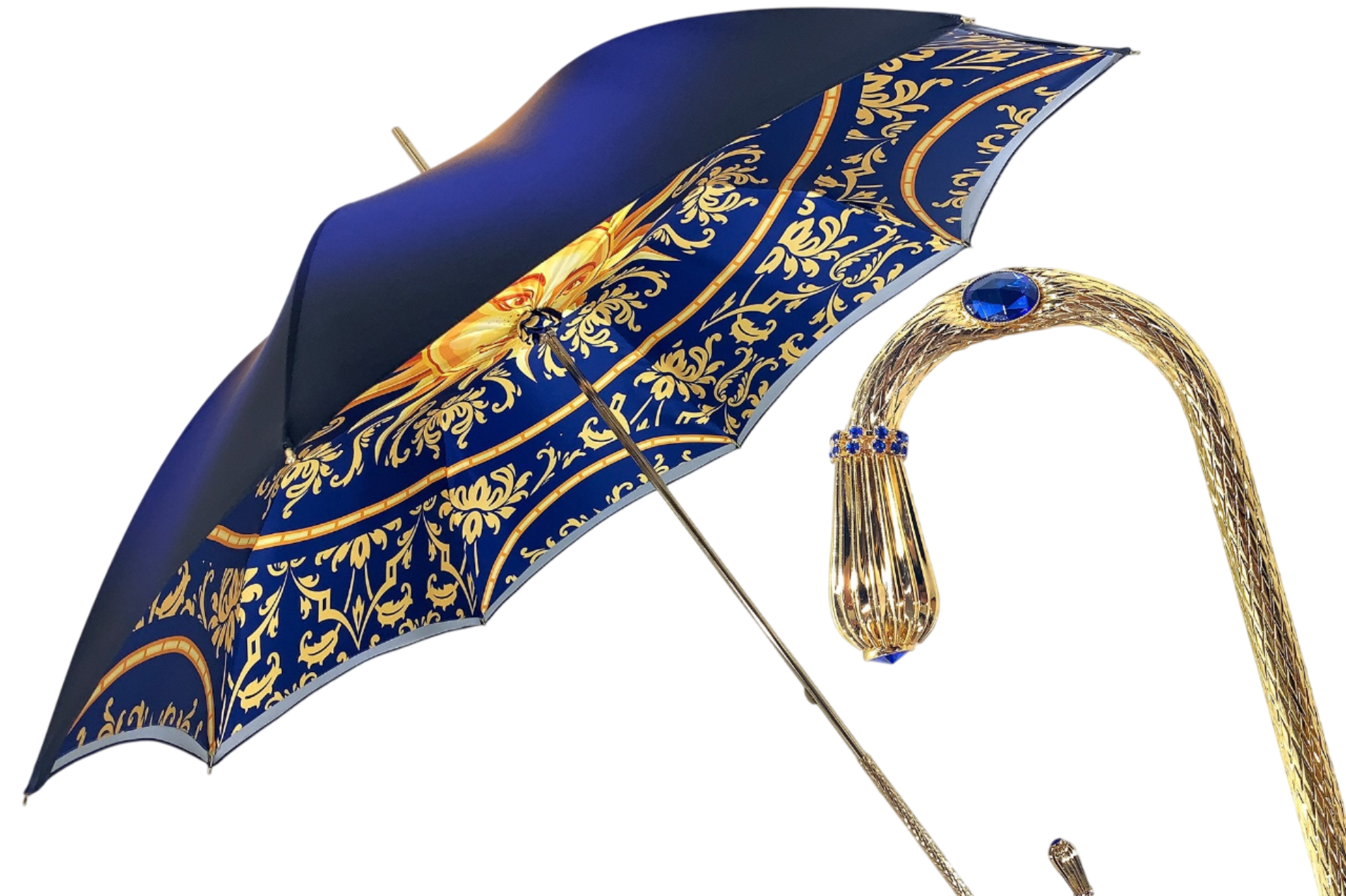 Beautiful Luxury Double Canopy Umbrella in Luxurious Blue Satin