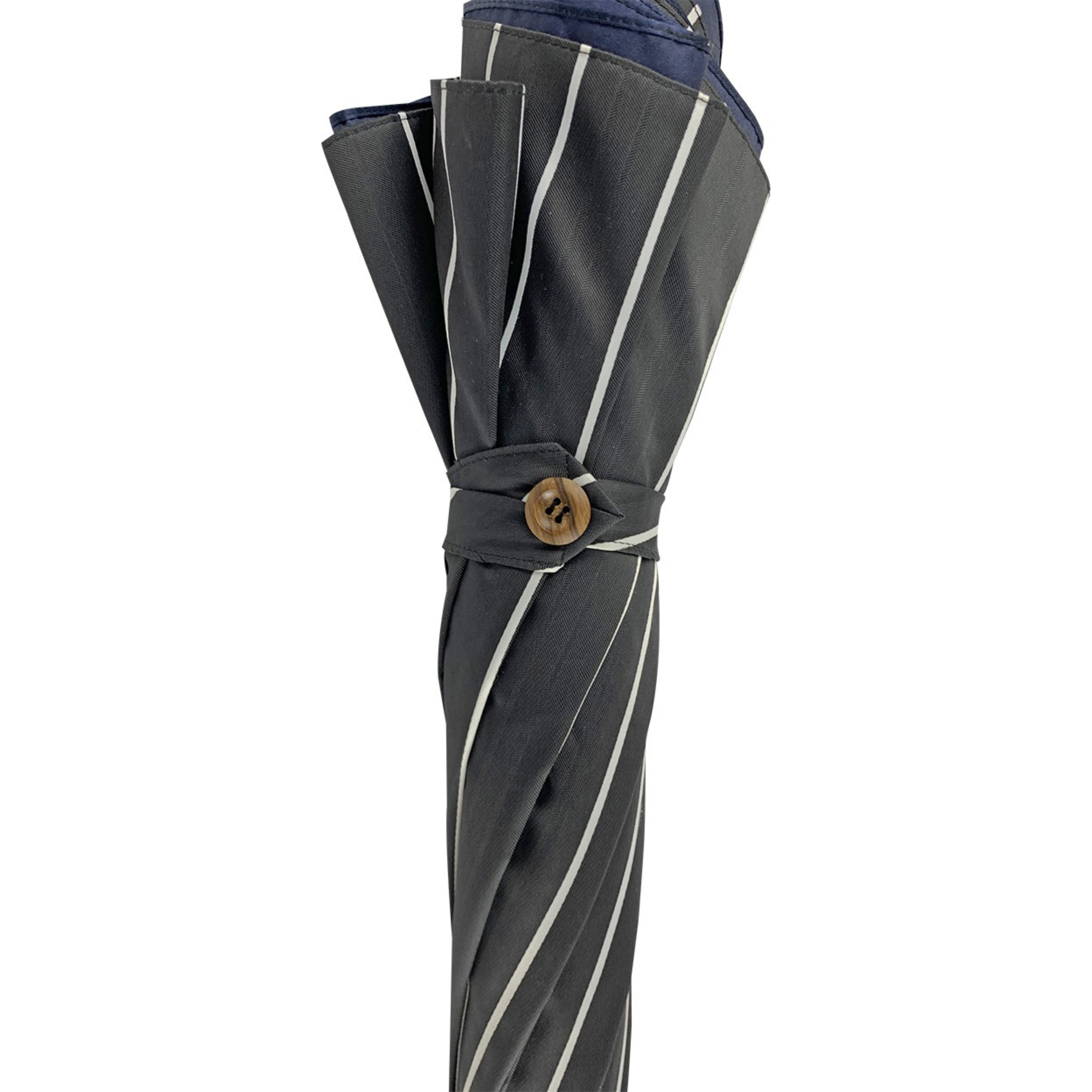 Refined Double-Canopy Men’s Umbrella in Grey and Blue Stripes