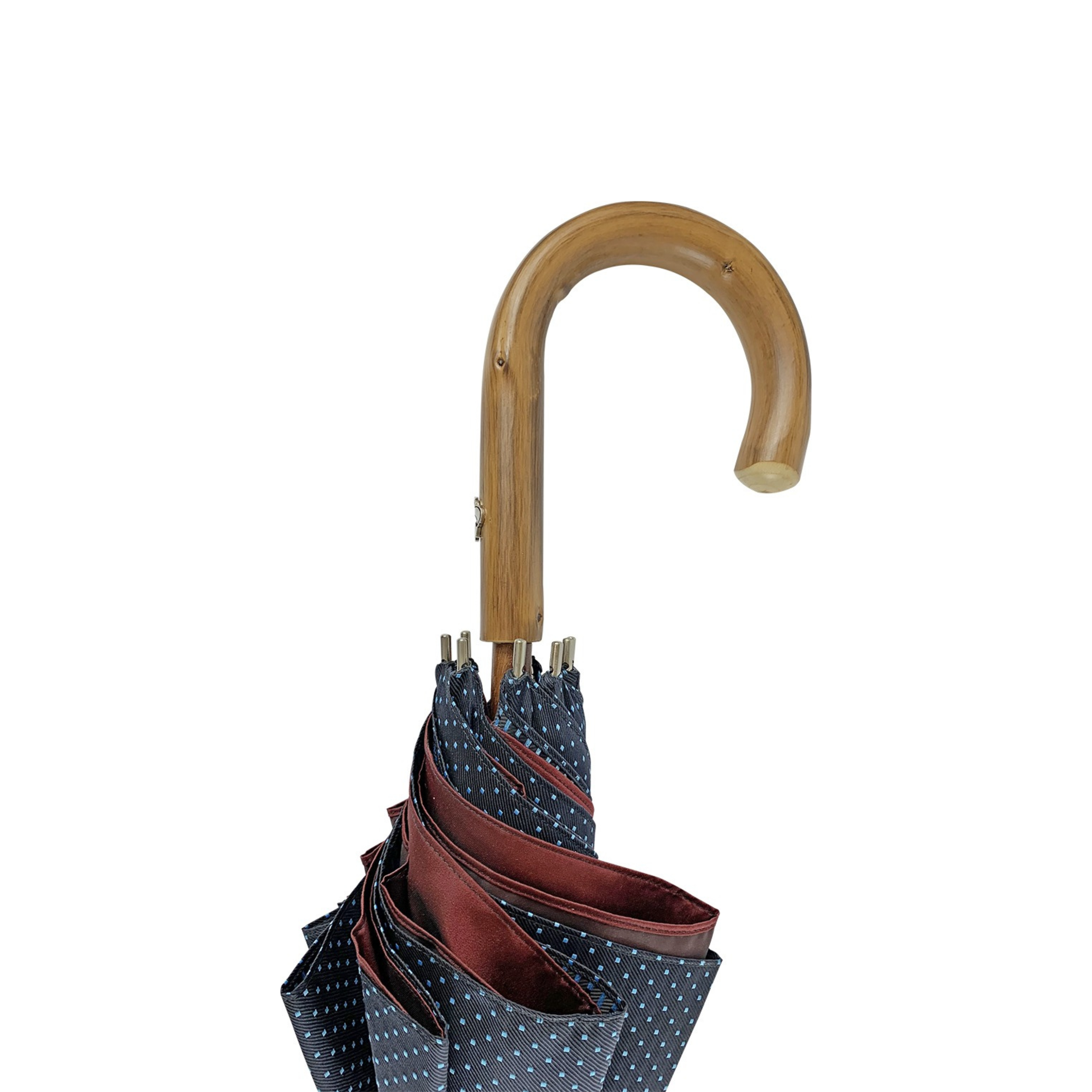 Sophisticated Double Canopy Navy Blue with Dot Pattern Men’s Umbrella