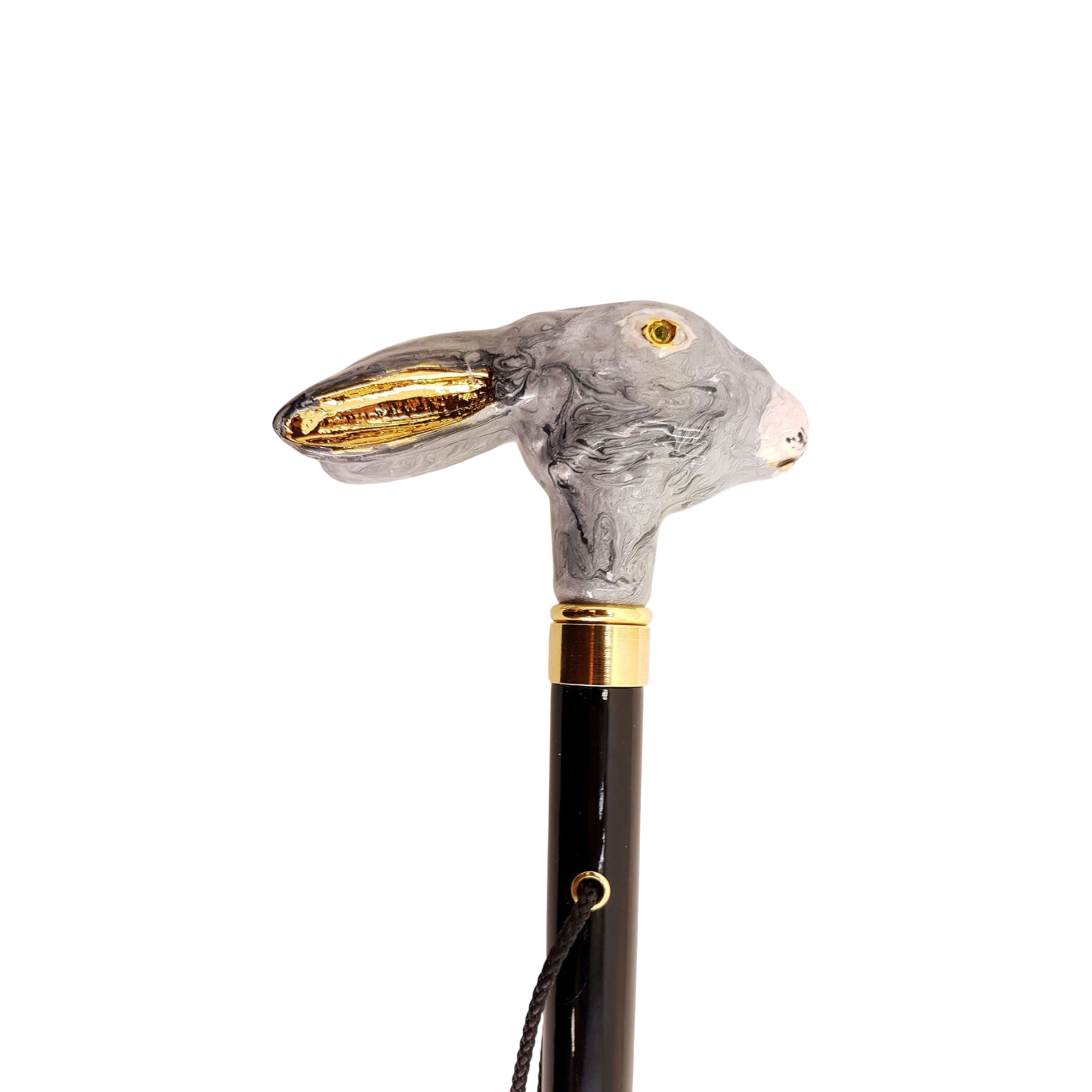 Enamelled Rabbit Handle and Golden Accents Elegant Italian Shoehorn
