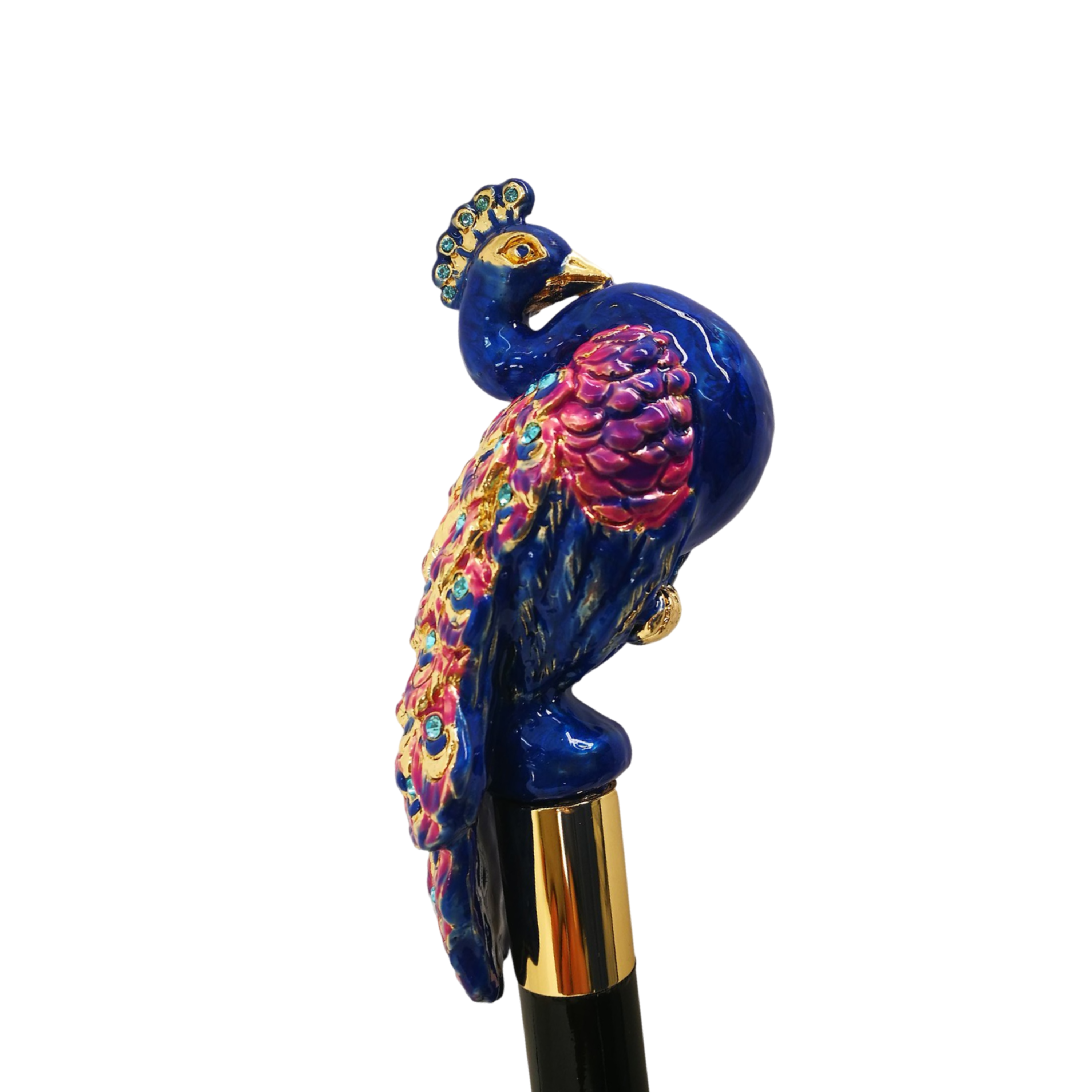 Elegant Shoehorn with Enamelled Peacock Handle and Swarovski Accent
