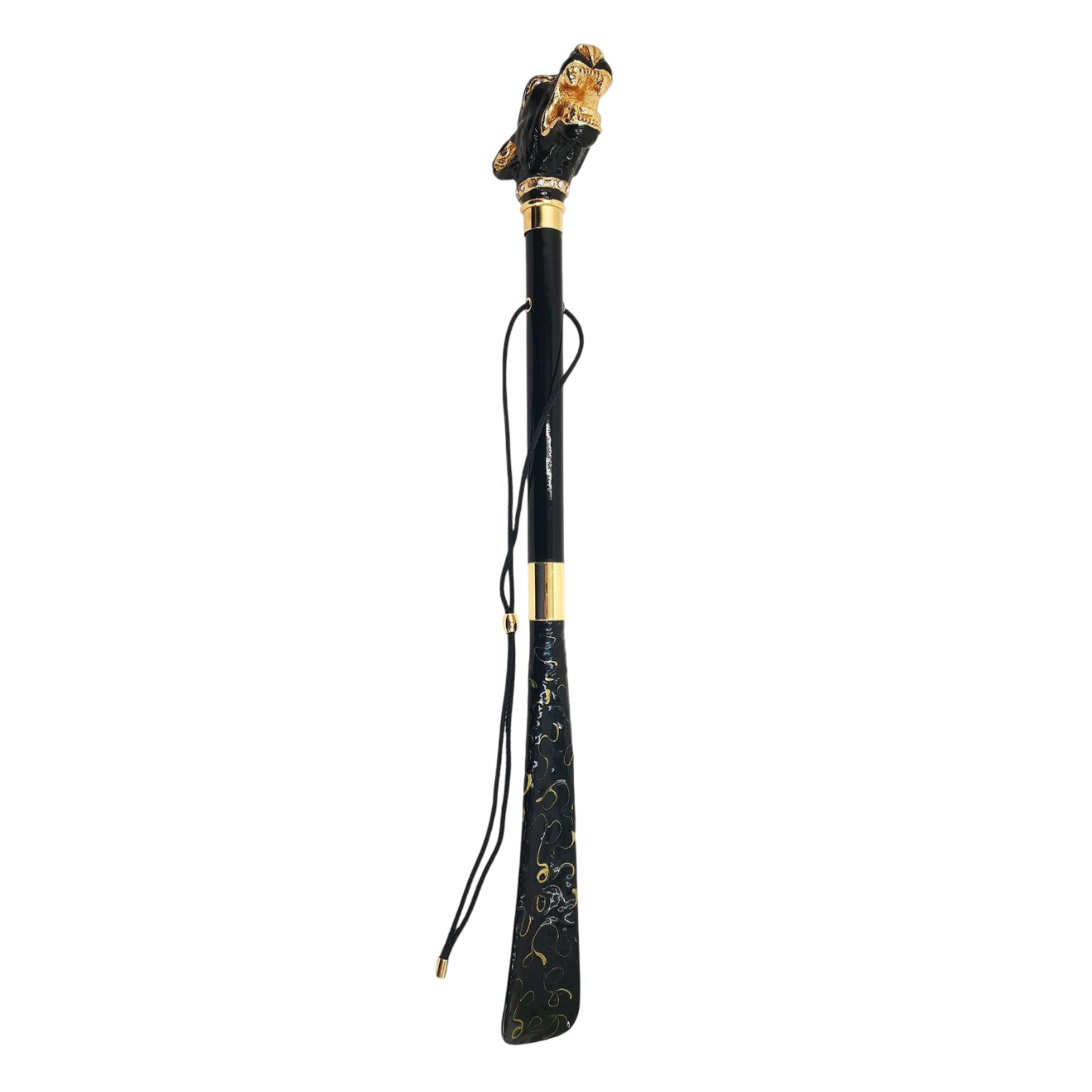 Enamelled Dog Handle and Swarovski Collar Elegant Italian Shoehorn