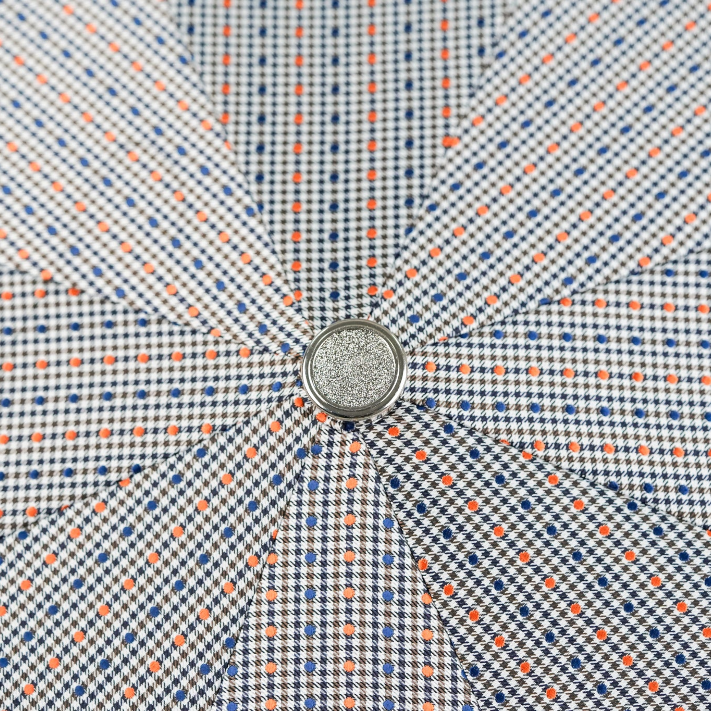 Polka Dot Jacquard Folding Umbrella with Hand-Curved Bamboo Handle