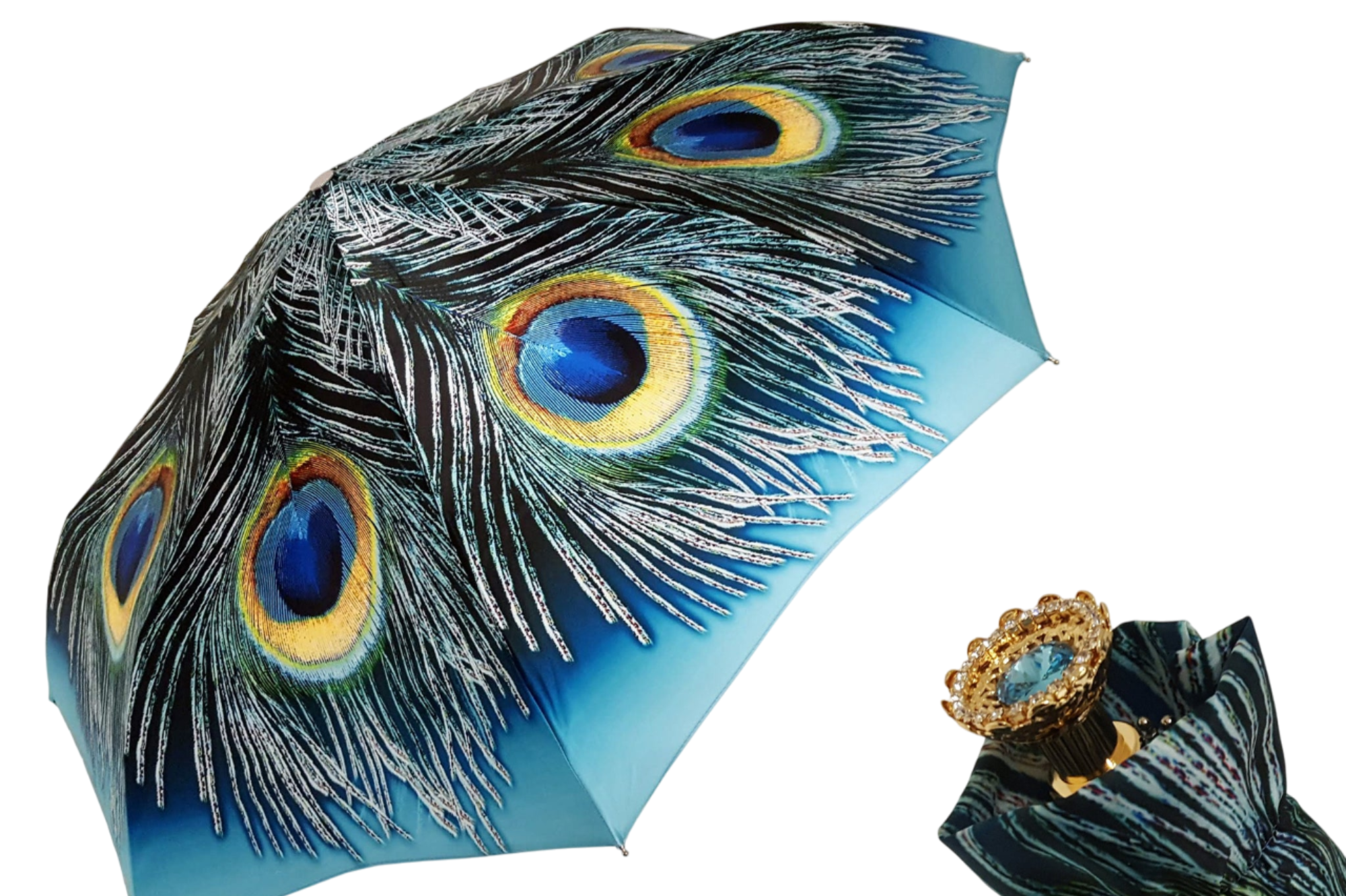 Exclusive Beautiful Compact Umbrella with Peacock Print Design