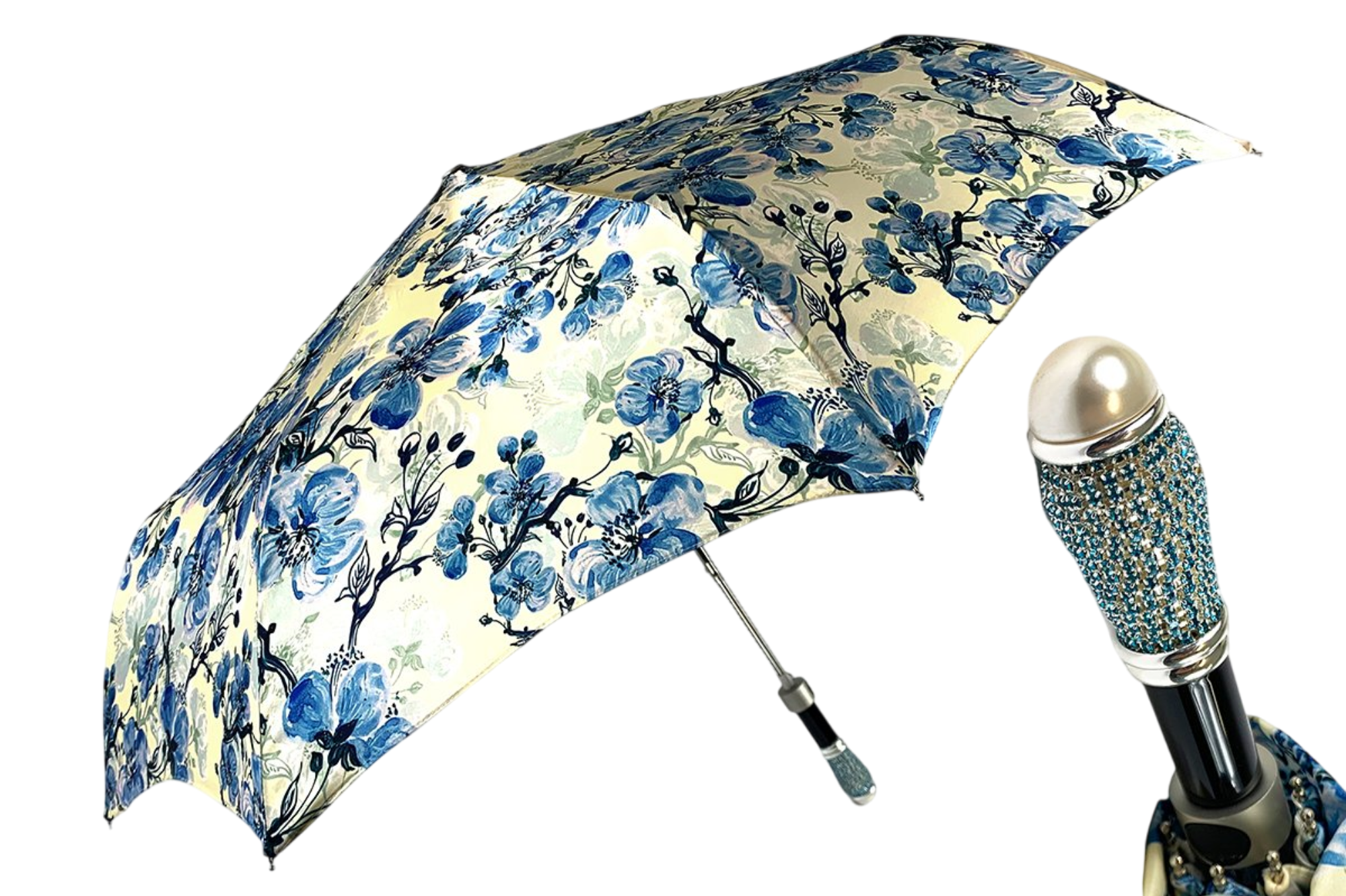 Chic Folding Umbrella with Blue Poppies – Women’s Exclusive Design
