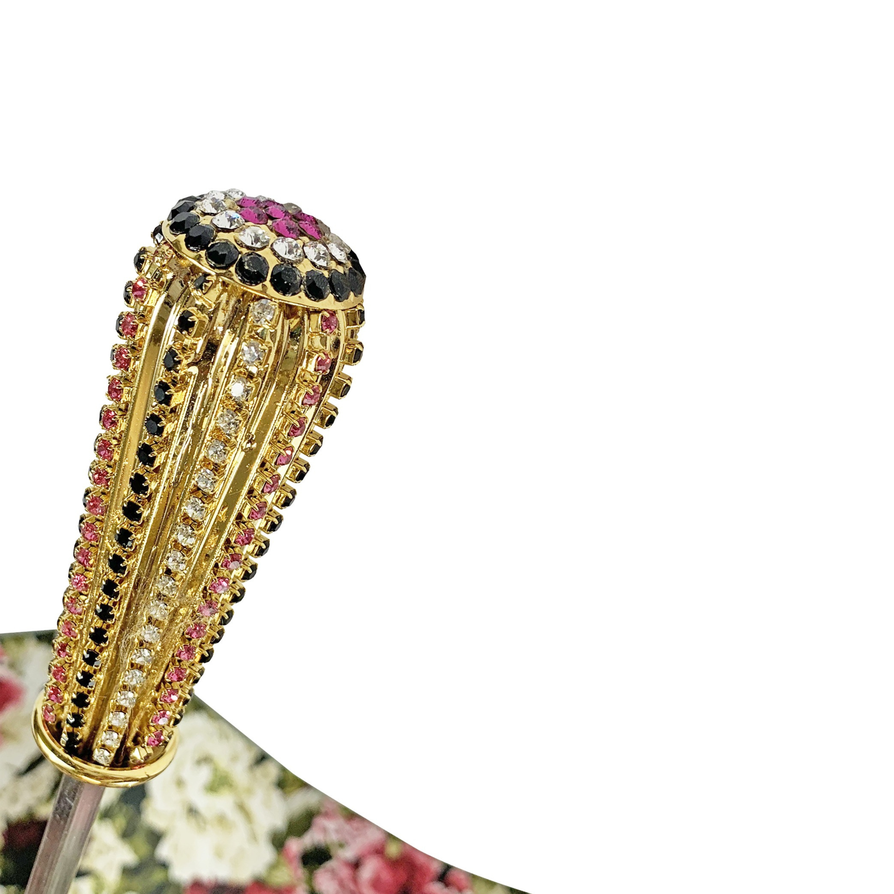 Olive Floral Luxury Umbrella with 24K Gold-Plated Crystal Handle
