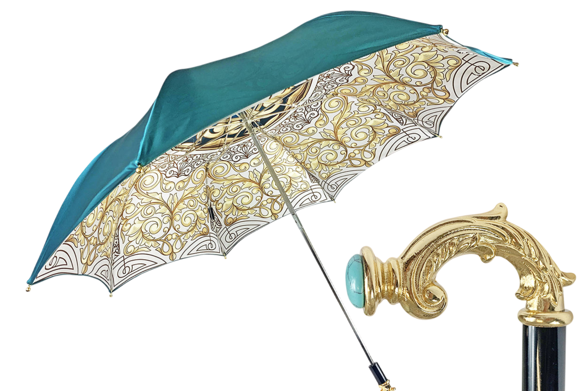 Turquoise Gradient Double-Canopy Umbrella – Handmade in Italy
