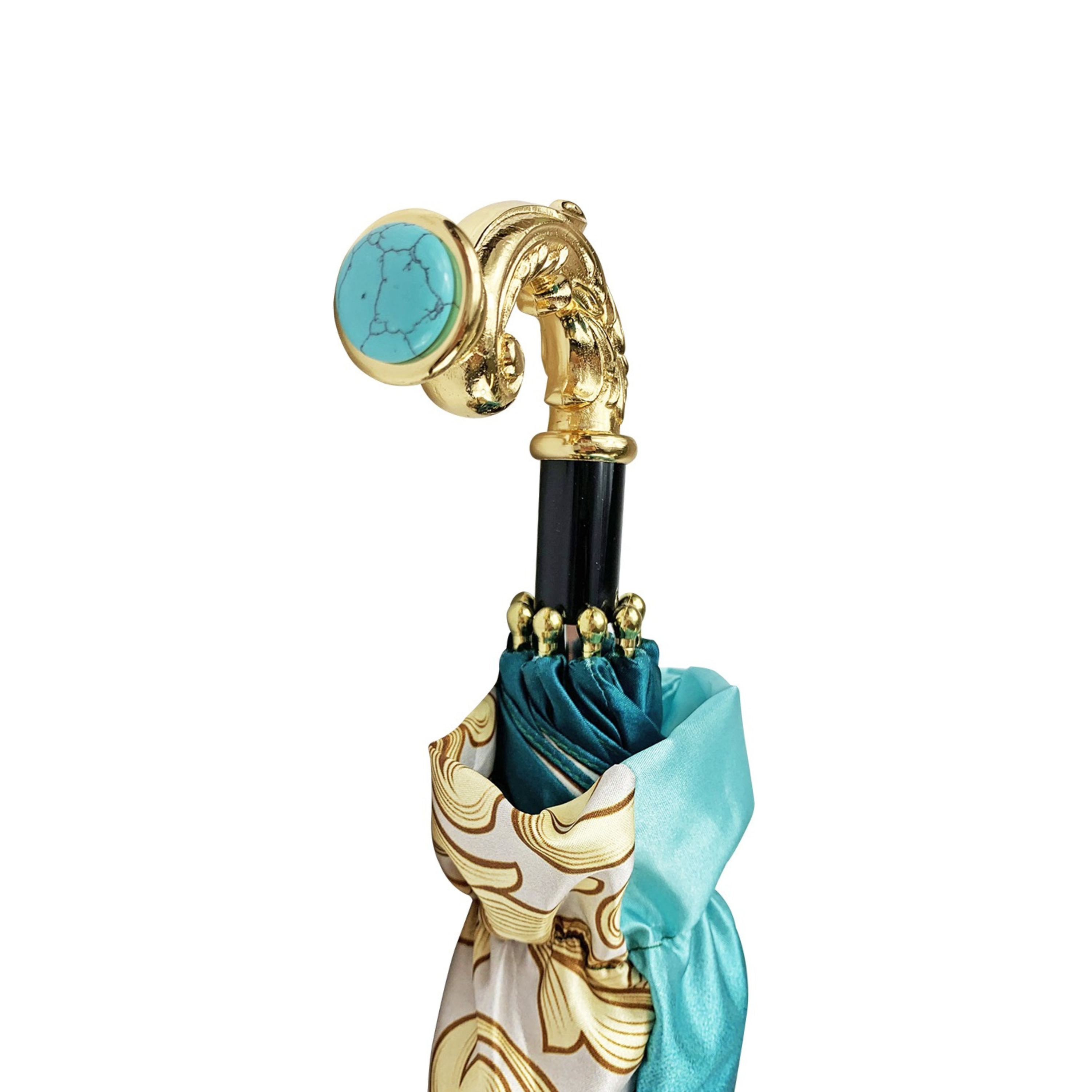 Turquoise Gradient Double-Canopy Umbrella – Handmade in Italy