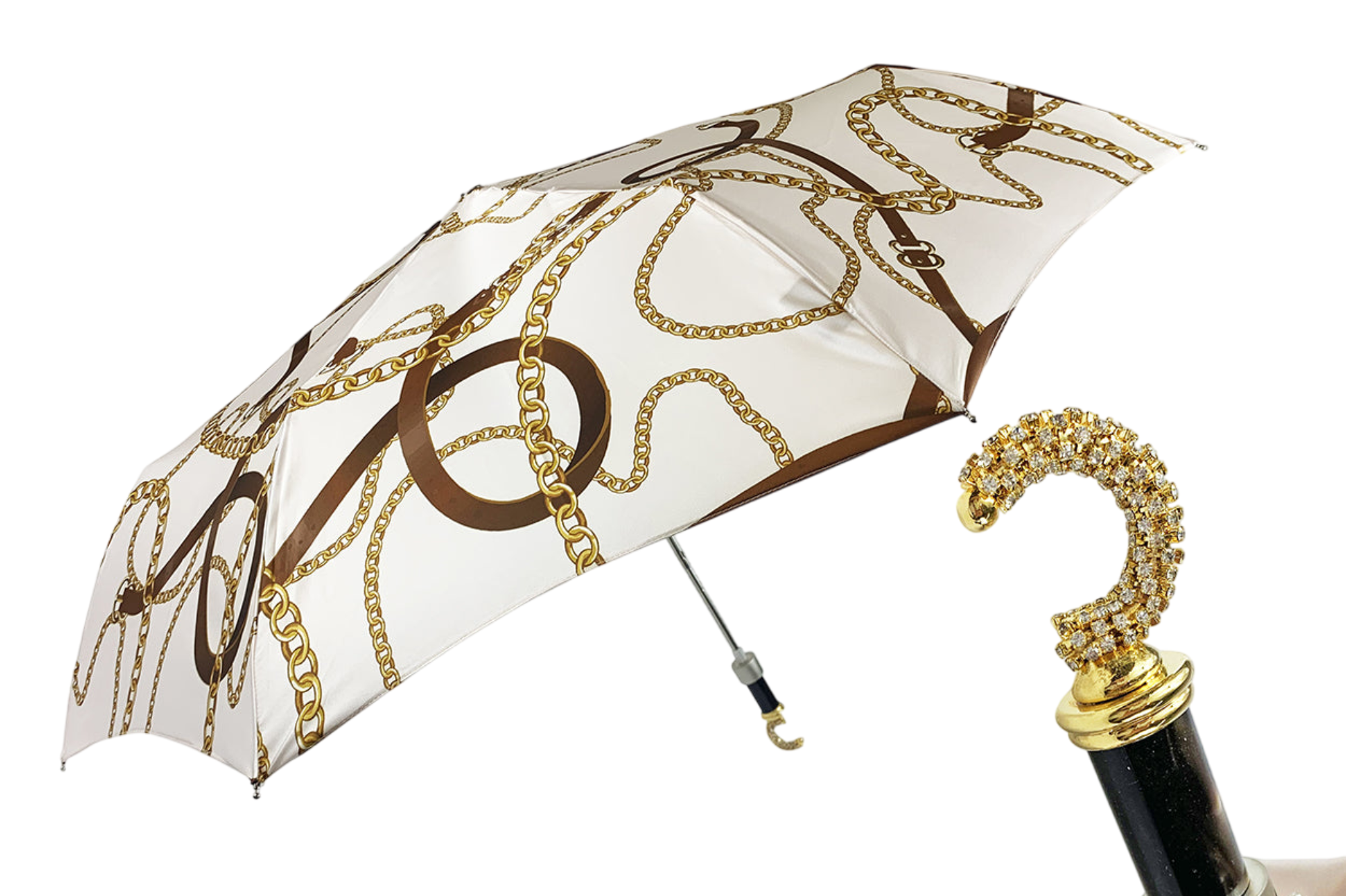 Exclusive Design with Crystal Handle Graceful Women's Folding Umbrella