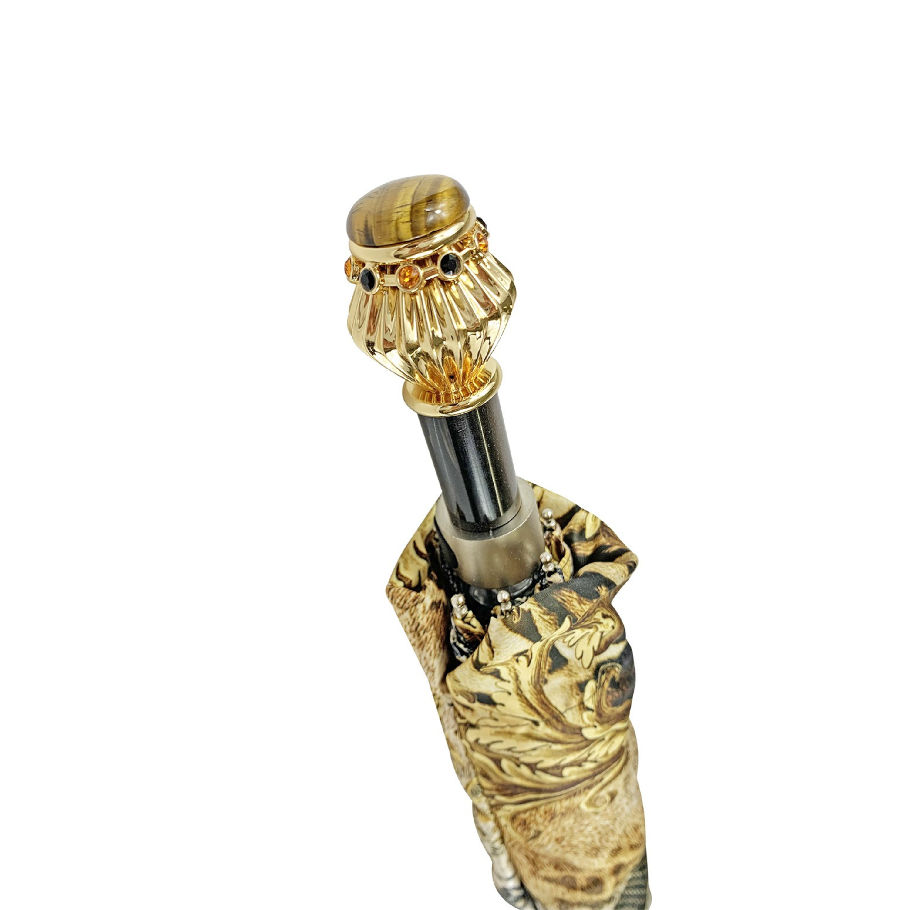 Chic Mini Folding Umbrella for Women with Jeweled Handle