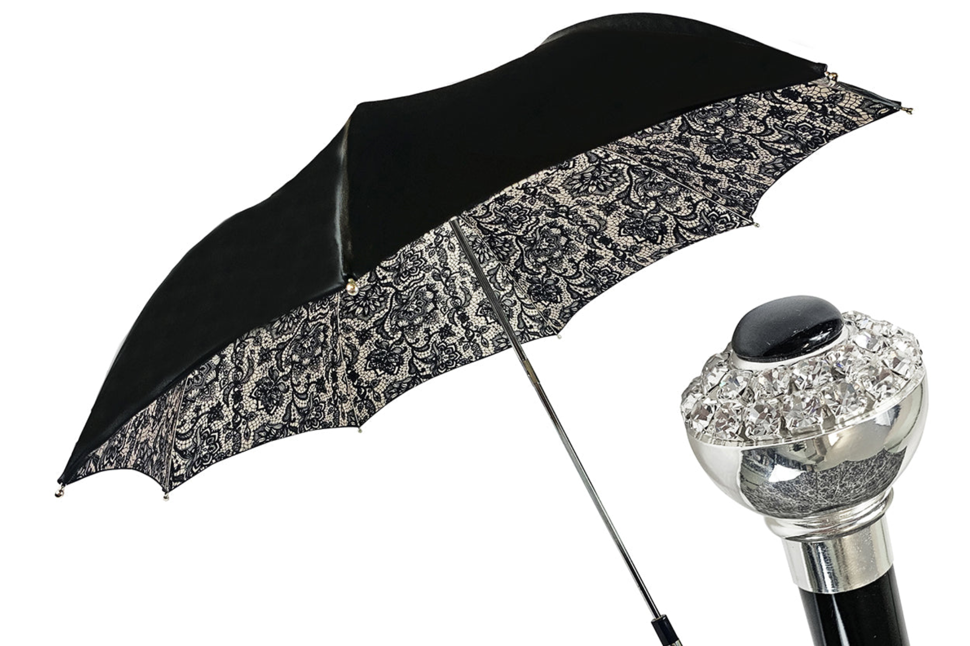 Folding Double Canopy Umbrella – Elegant Lace Design