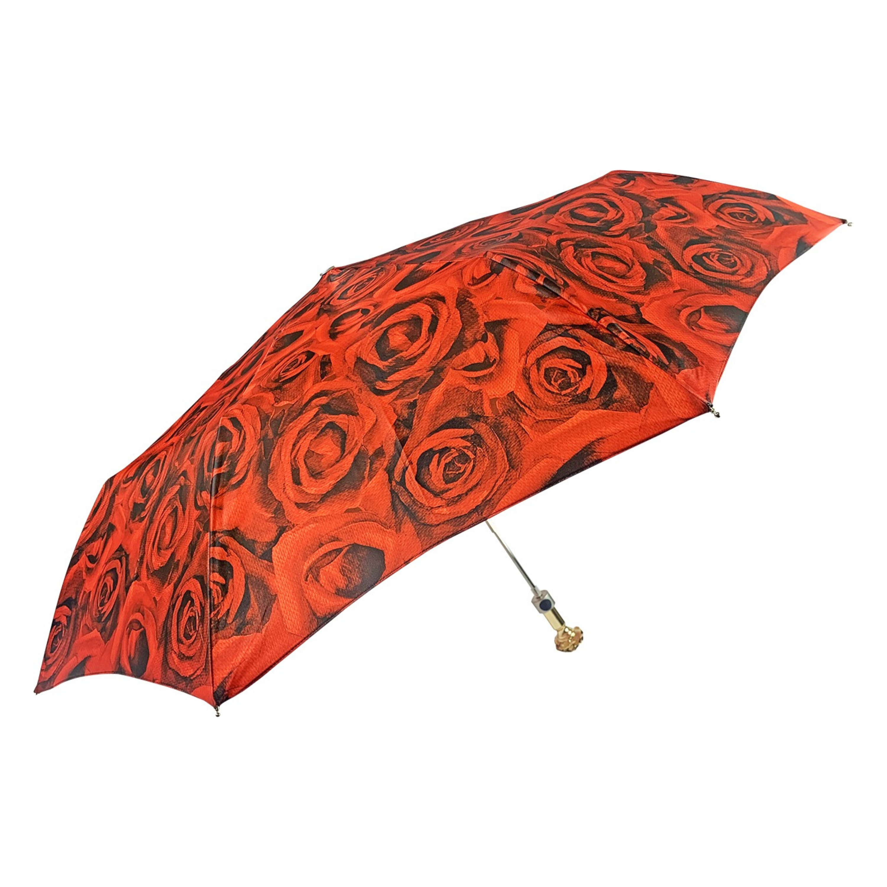 Romantic Folding Umbrella – 24K Gold-Plated Rose Handle