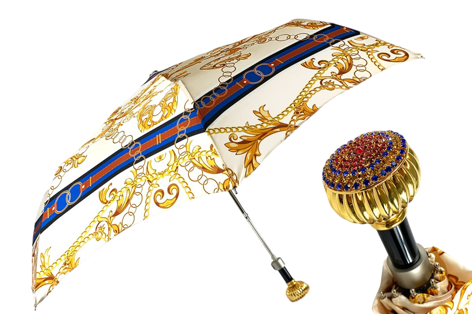 Chains Print Women's Folding Umbrella – Chic and Luxurious Design