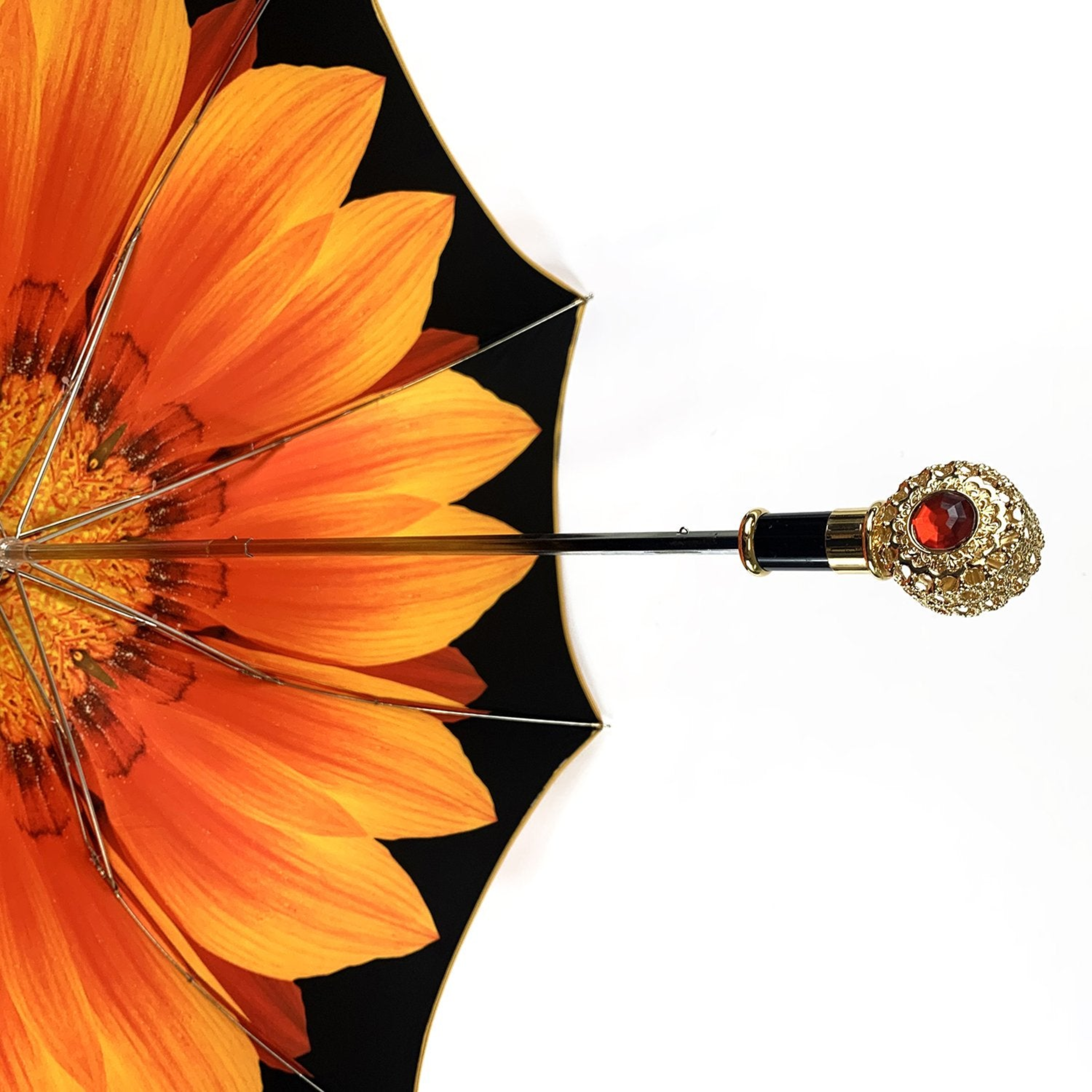 Luxury Sunflower Umbrella with 24K Gold-Plated Brass Handle