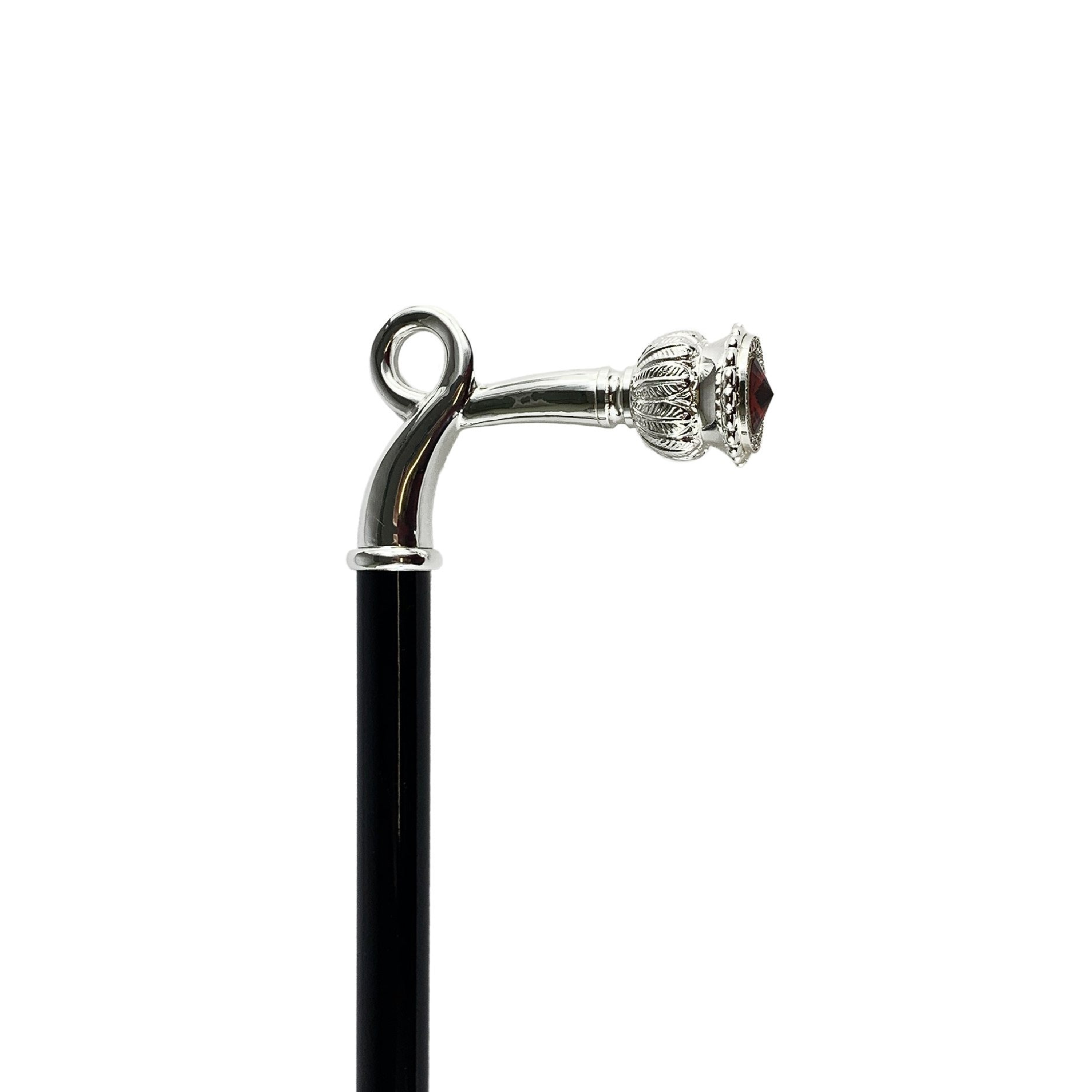Walking Stick With Red Swarovski Crystal – Silver-Plated Eleganе Cane