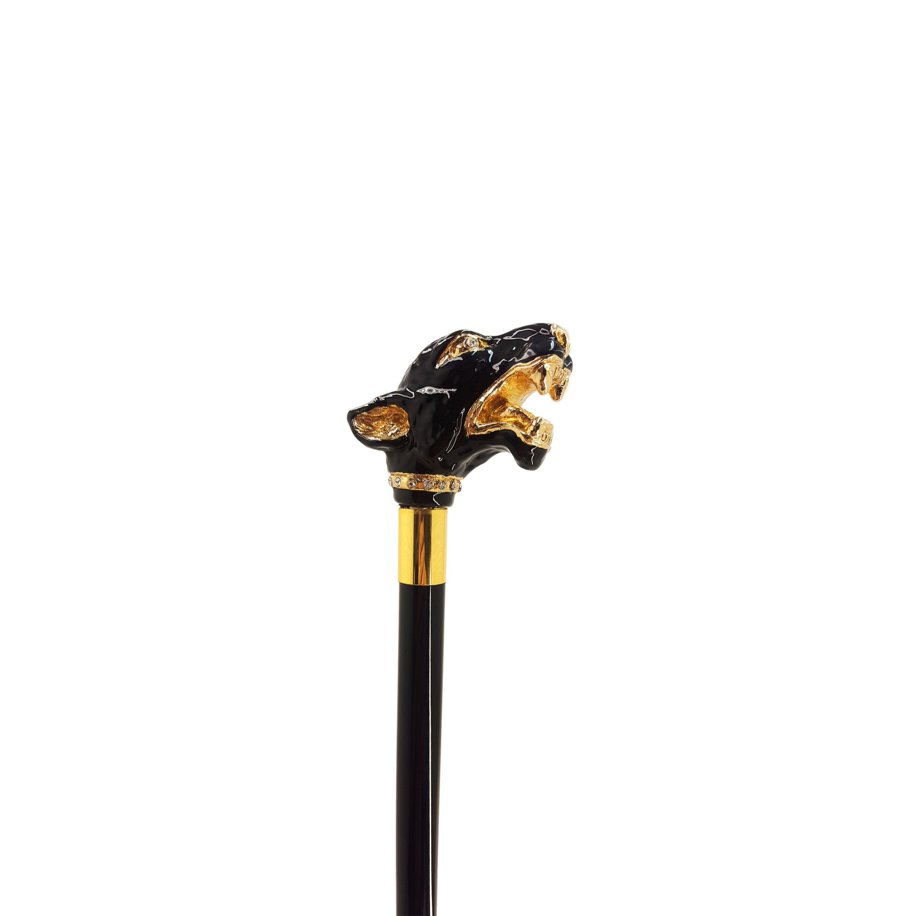 Fantastic Gold-Plated Dog Hand-Enamelled Luxury Walking Cane