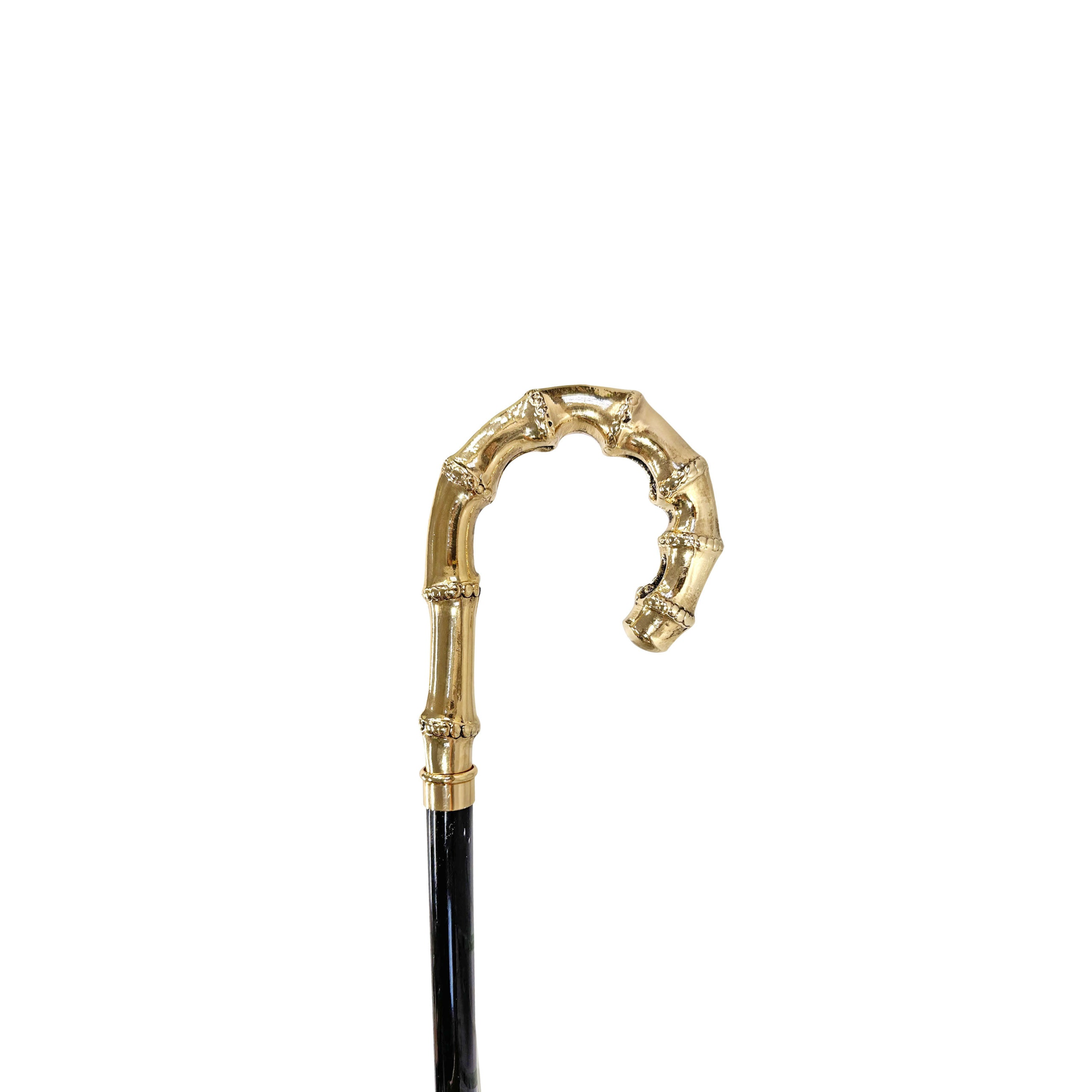 Bamboo-Shaped 24K Gold-Plated Walking Stick – Handmade in Italy