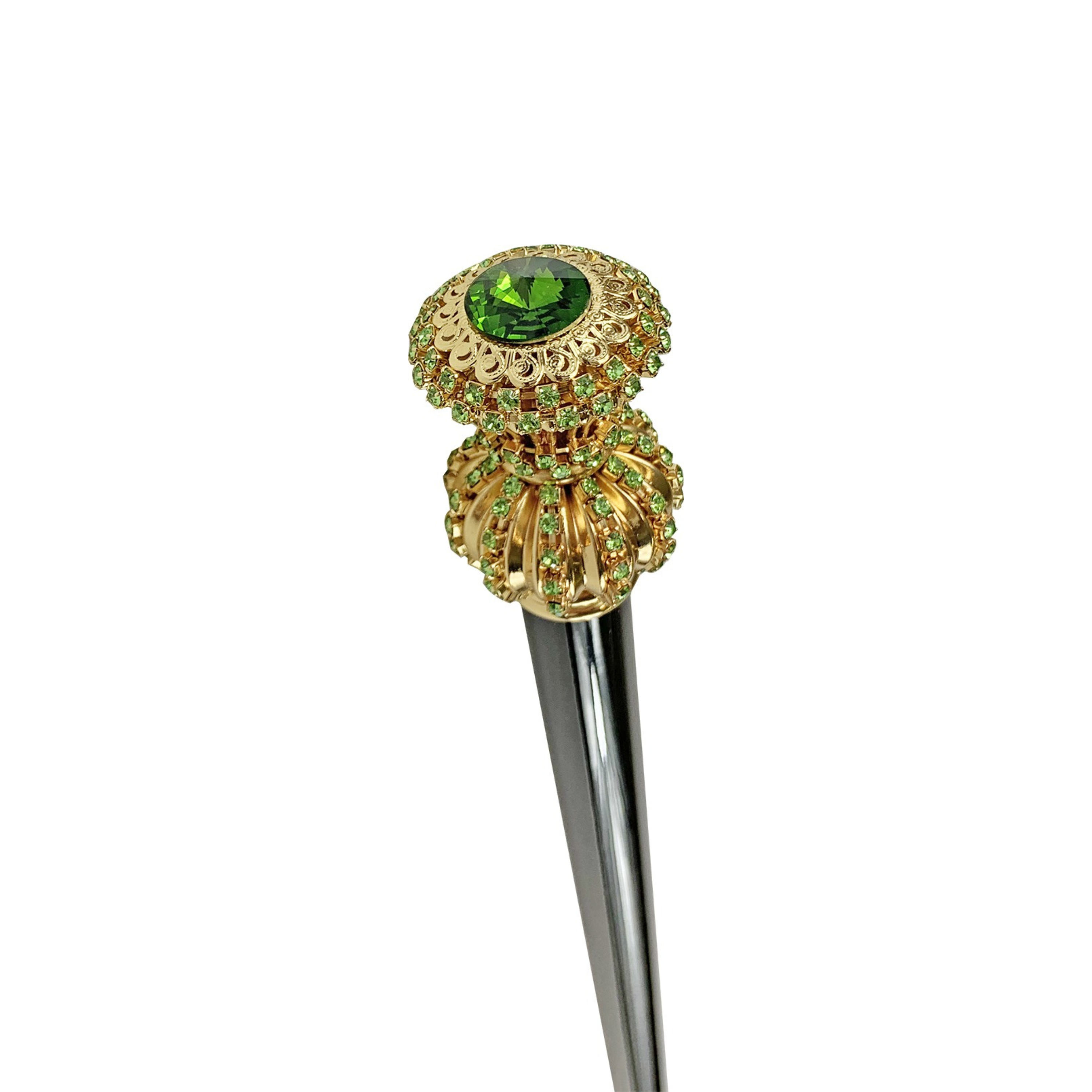 Handmade in Italy Milord Cane with Green Crystals – 24K Gold-Plated