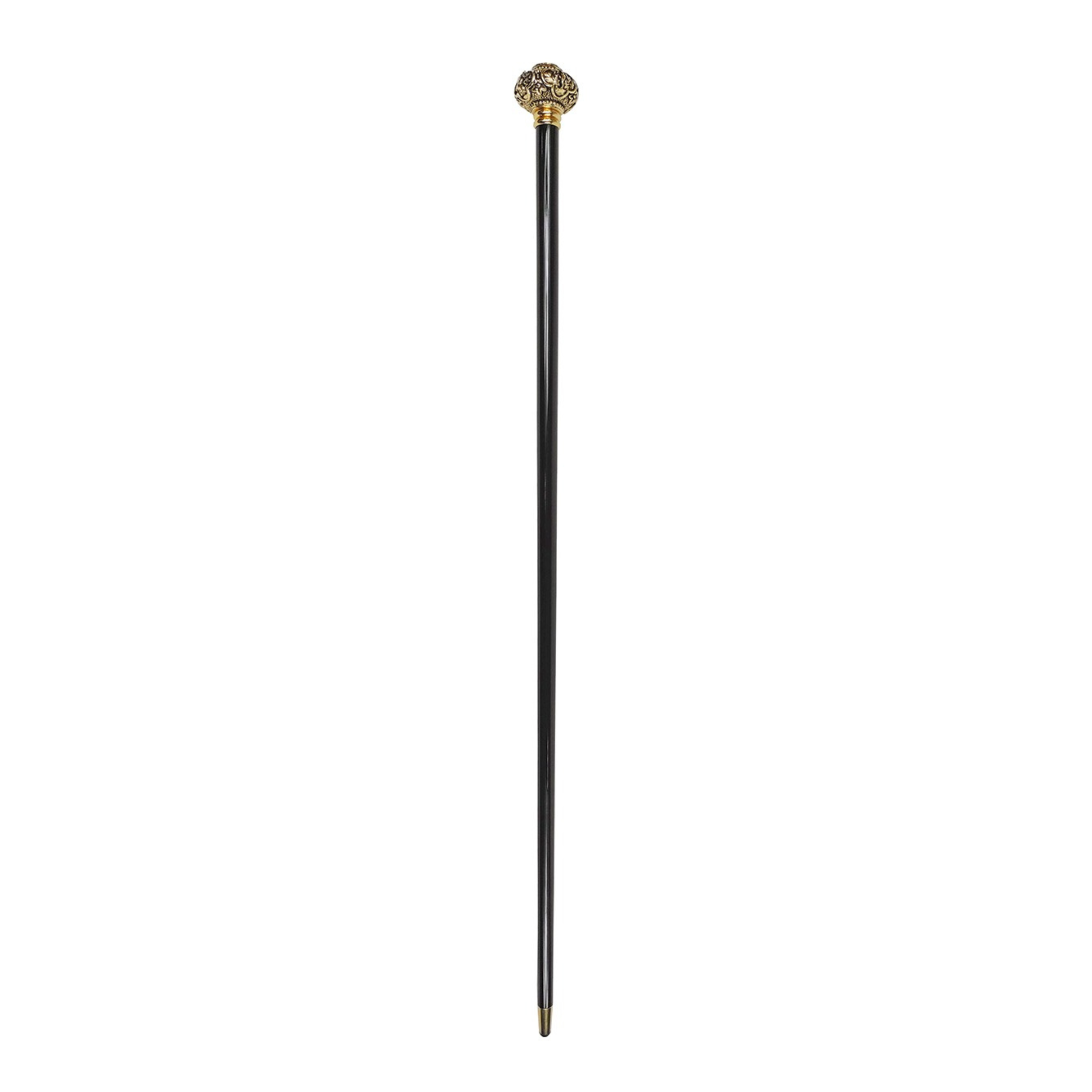 Designer Walking Stick with 24K Gold-Plated Knob and Red Crystal