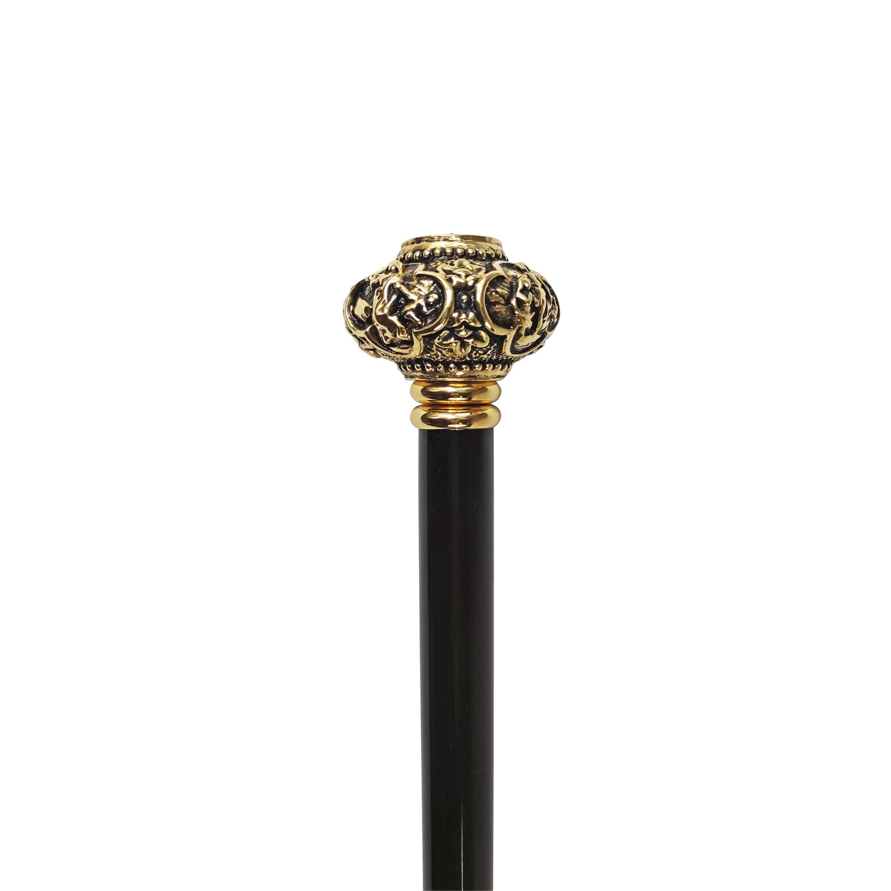 Designer Walking Stick with 24K Gold-Plated Knob and Red Crystal