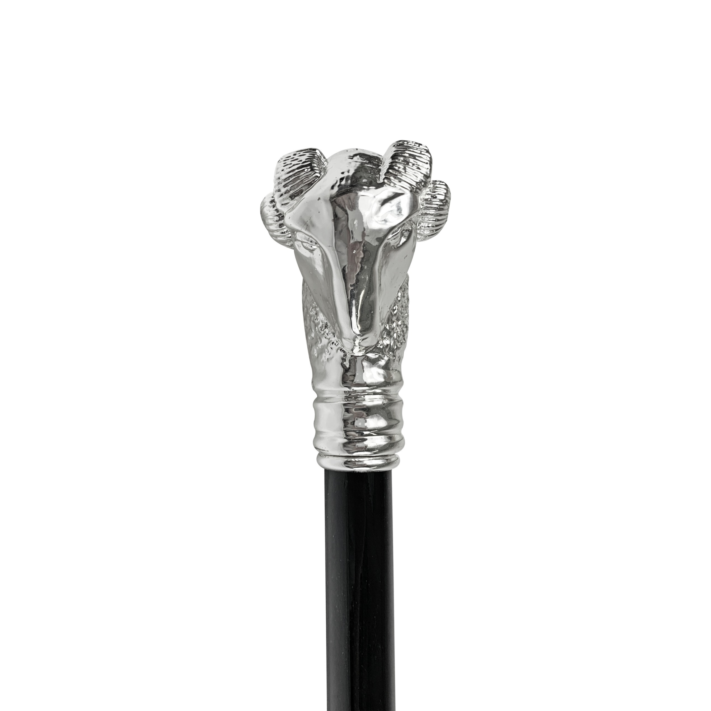 Classic Design Silver-Plated 925 Ram Handle Walking Stick