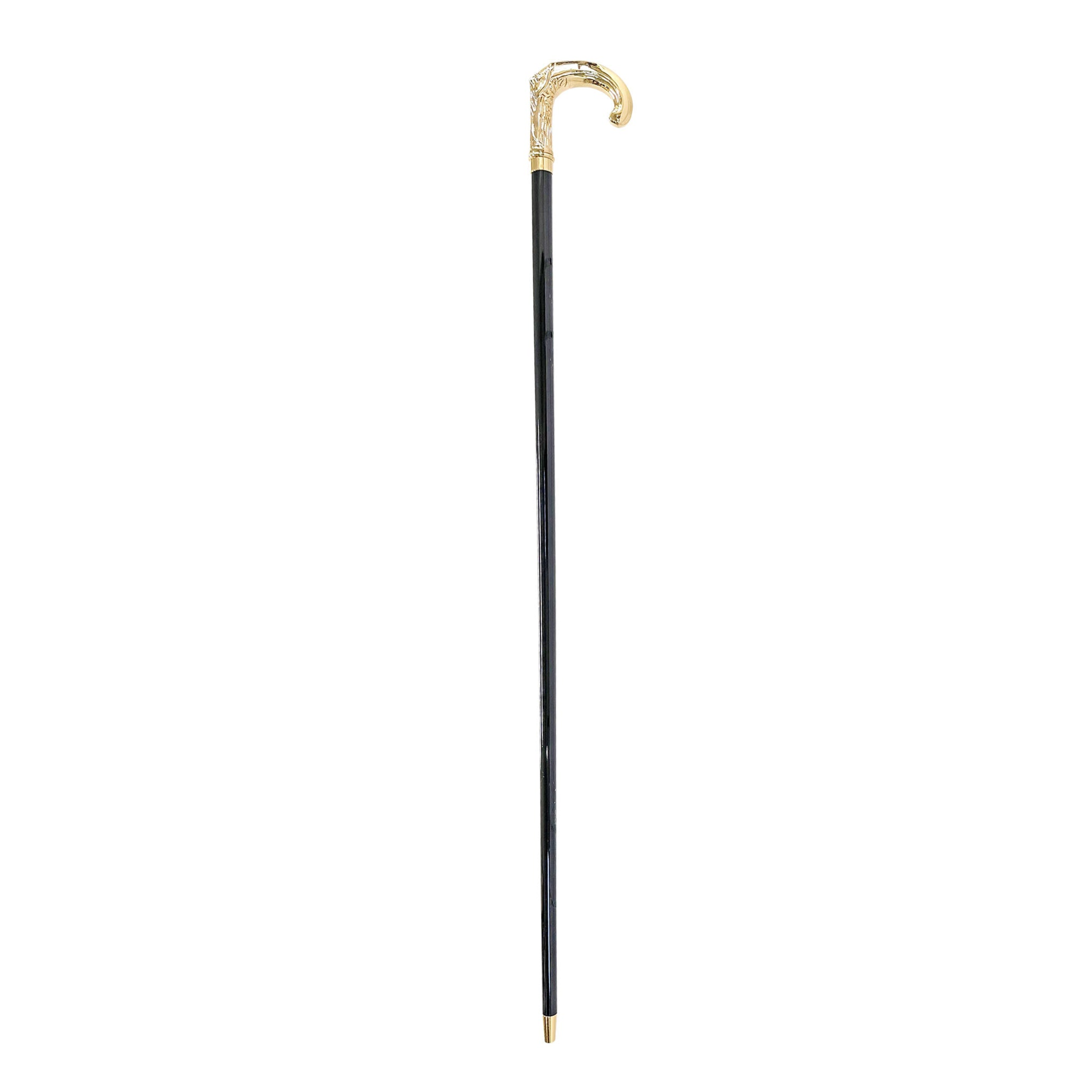Designer Luxury Hand-Engraved 24K Gold-Plated Walking Stick