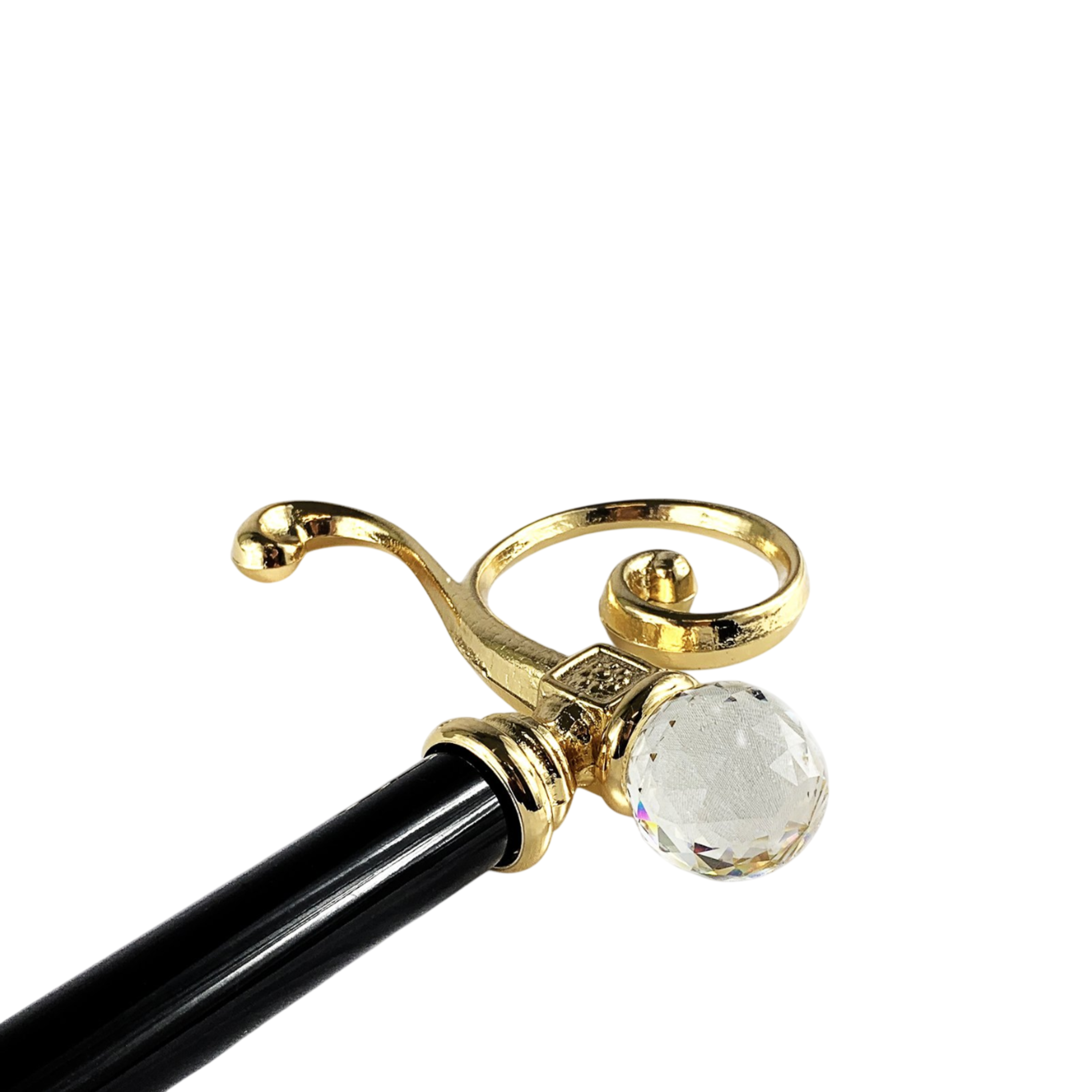 24K Gold-Plated Handle Collectible Walking Cane with Swarovski Crystal