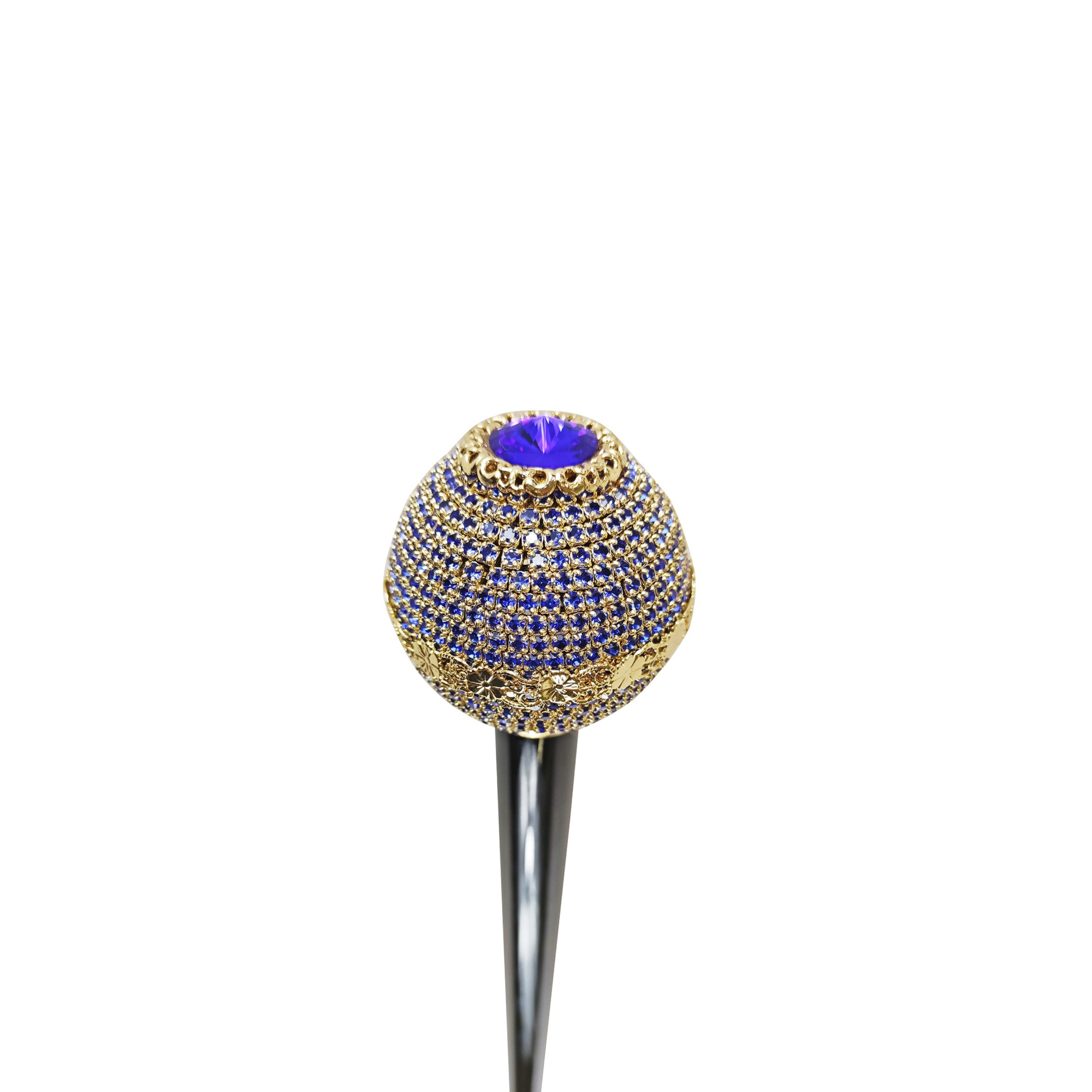 Luxury Walking Stick with Sapphire Crystals and 24K Gold Plating