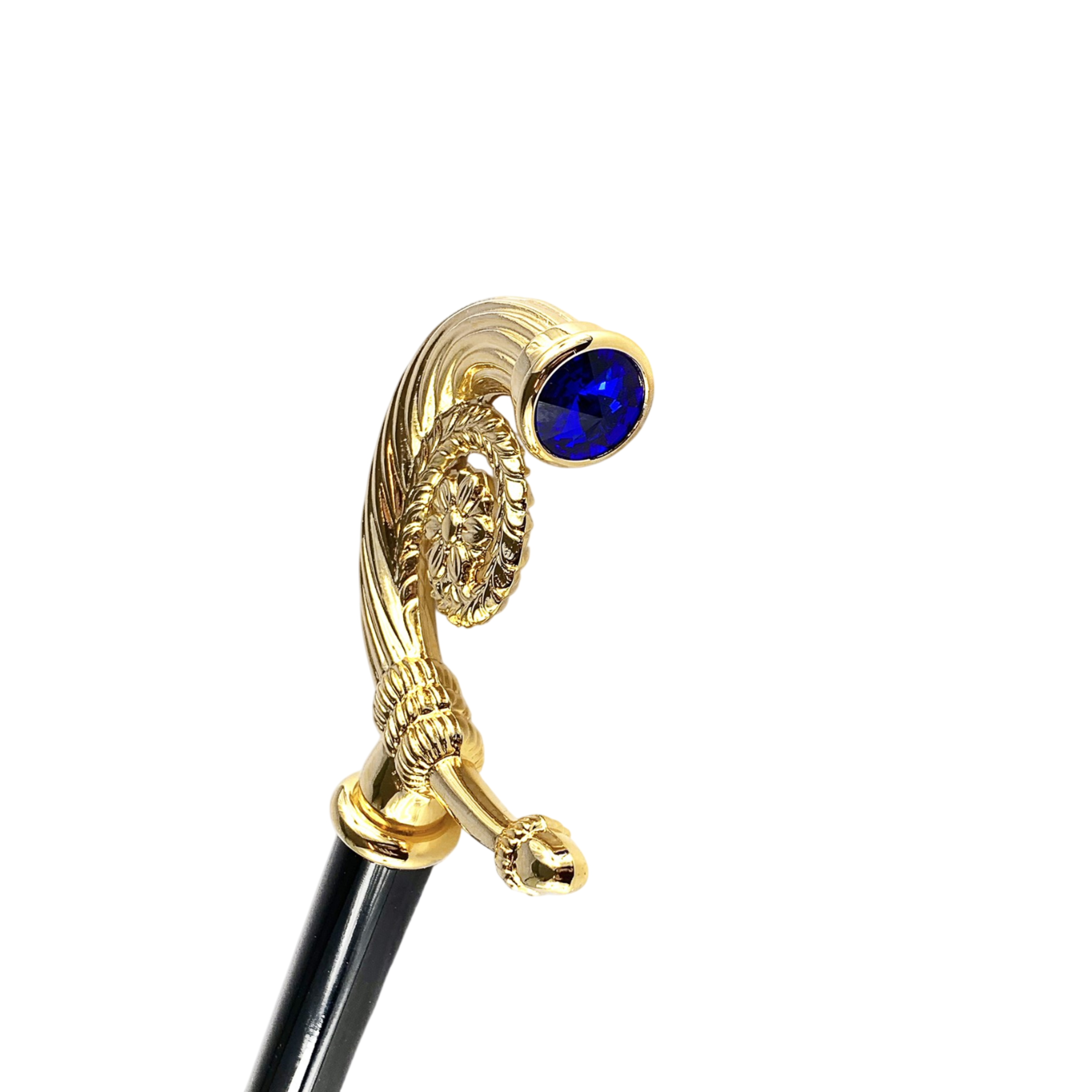 Luxury Italian Collectible Walking Cane with Swarovski Sapphire Crystal