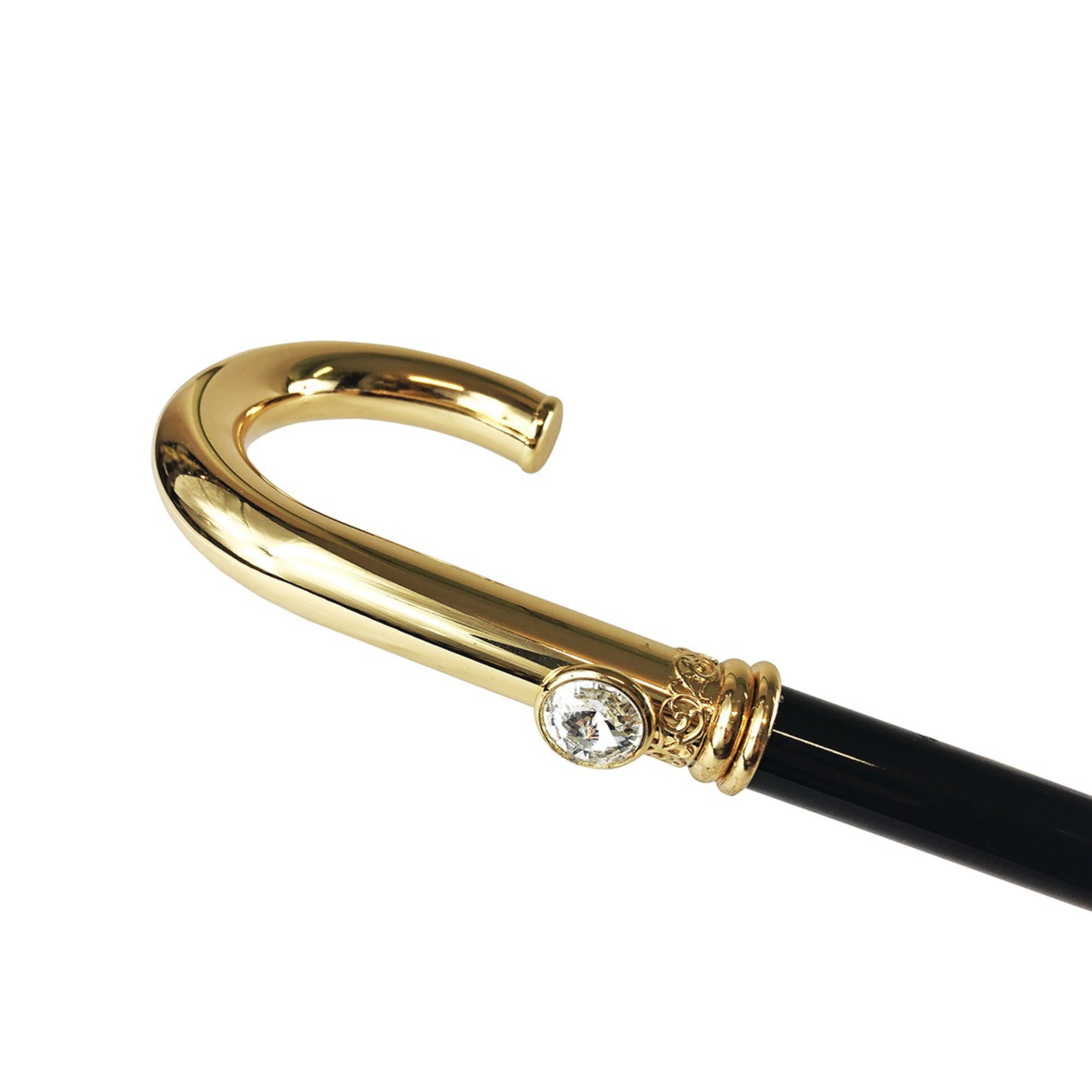 Luxury Gold-Plated Walking Stick for Men with Swarovski Crystal Handle