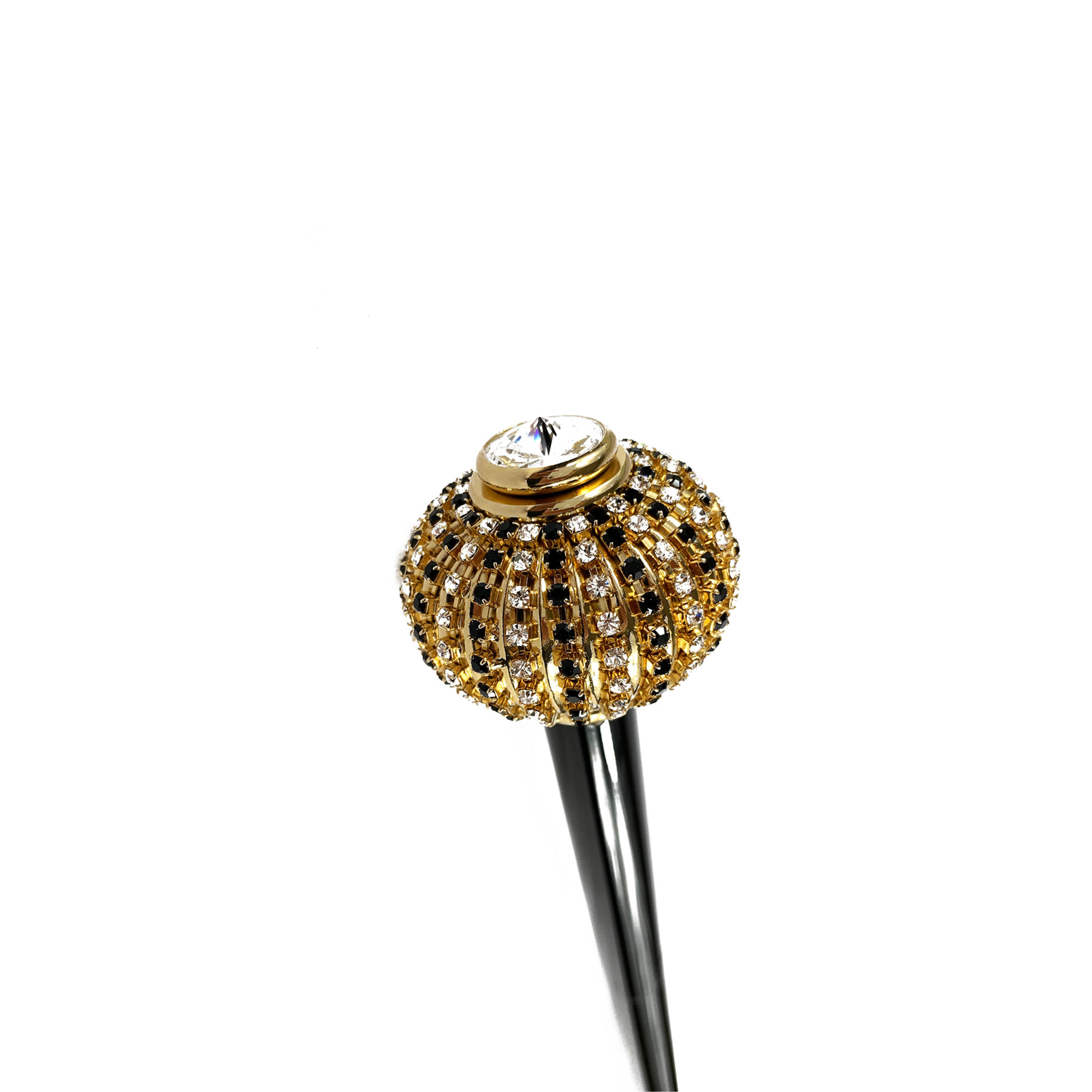Luxury Italian Walking Stick with Gold-Plated Brass Onion Crystal Handle