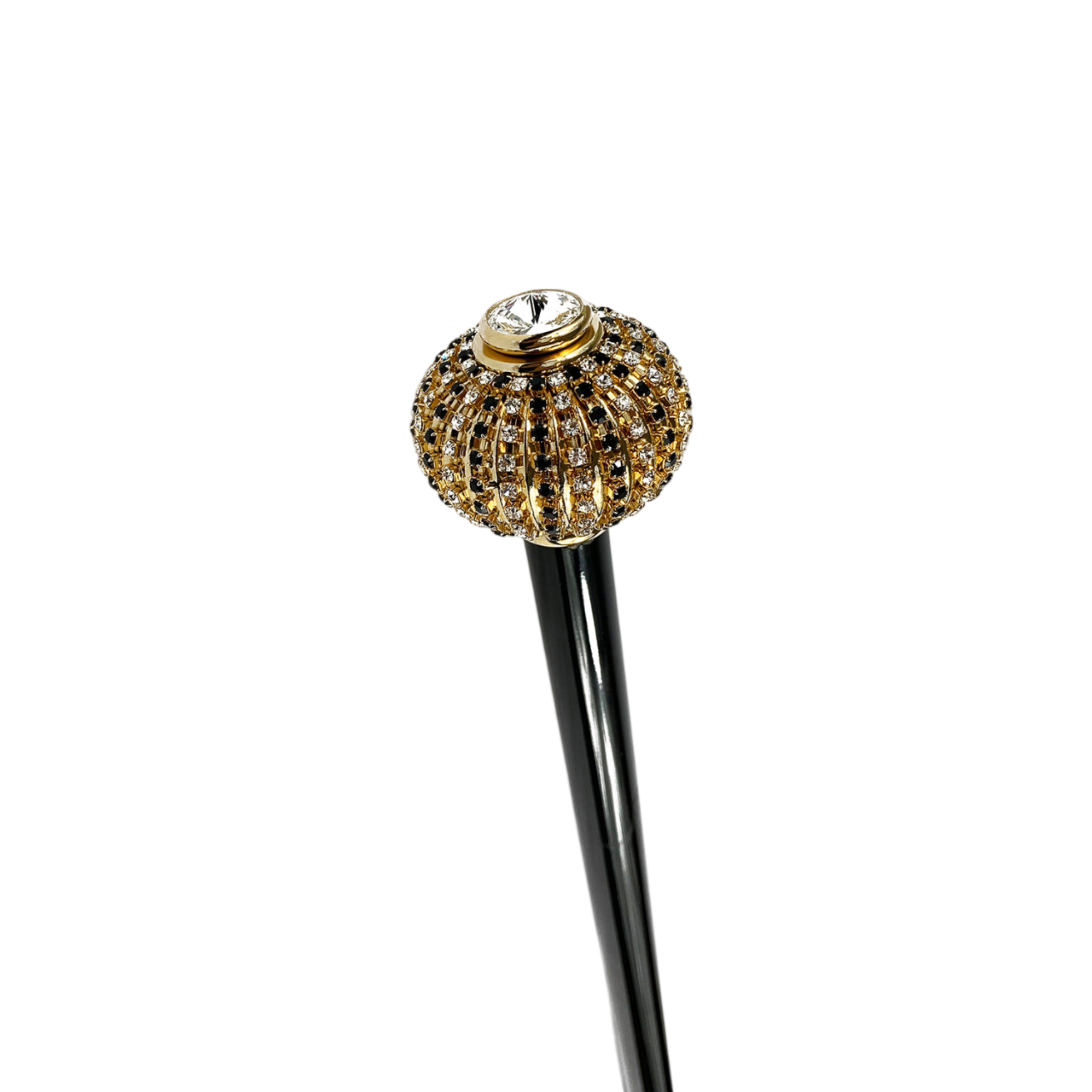 Luxury Italian Walking Stick with Gold-Plated Brass Onion Crystal Handle