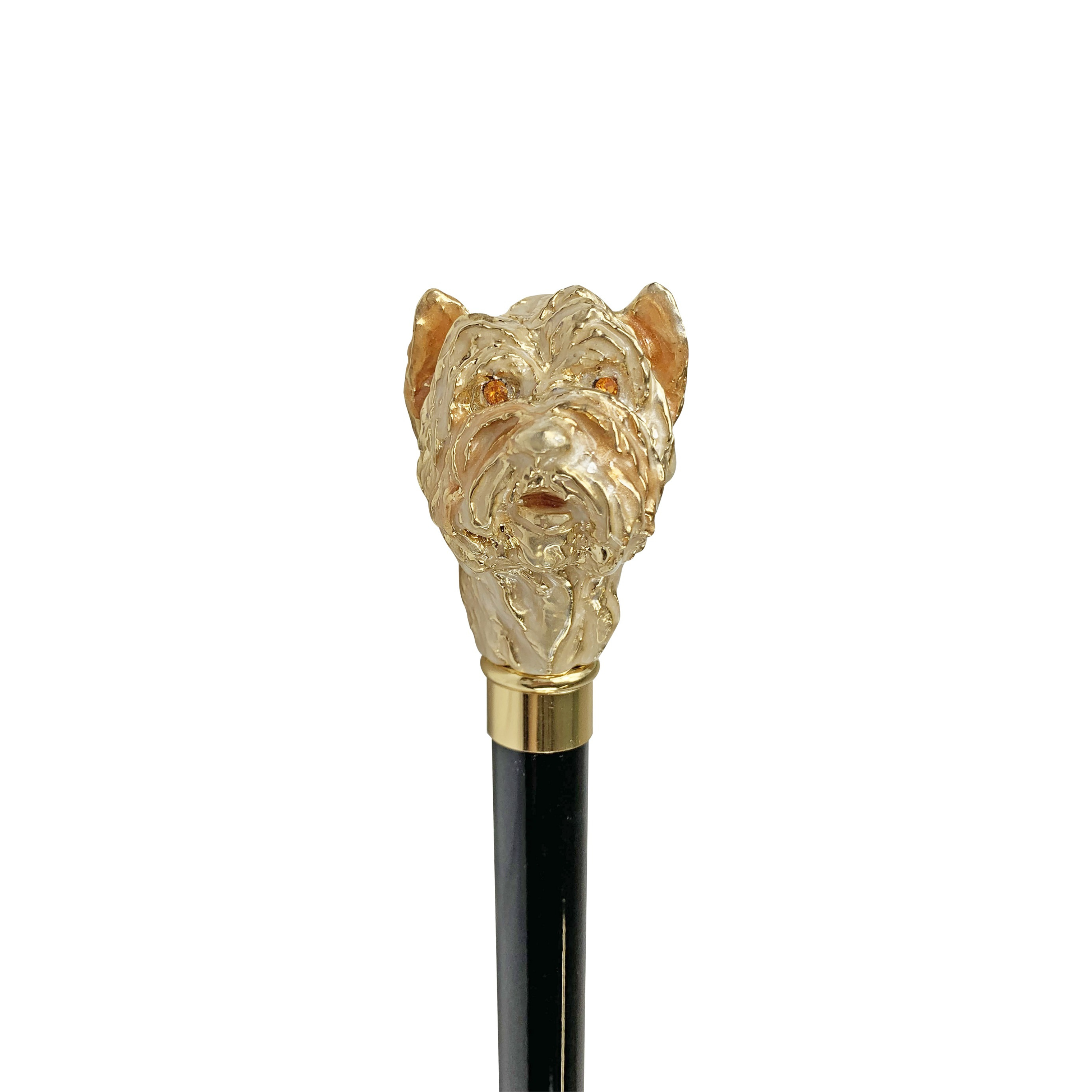 Walking Stick with Exclusive 24K Gold-Plated Hand-Enamelled Dog Handle