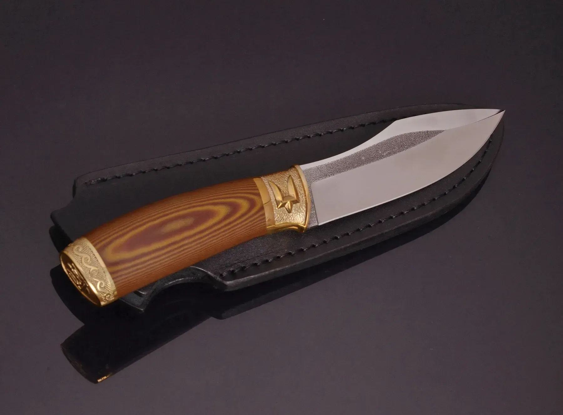 Fighter Knife N690 Steel with Ironwood Handle and Trident Guard