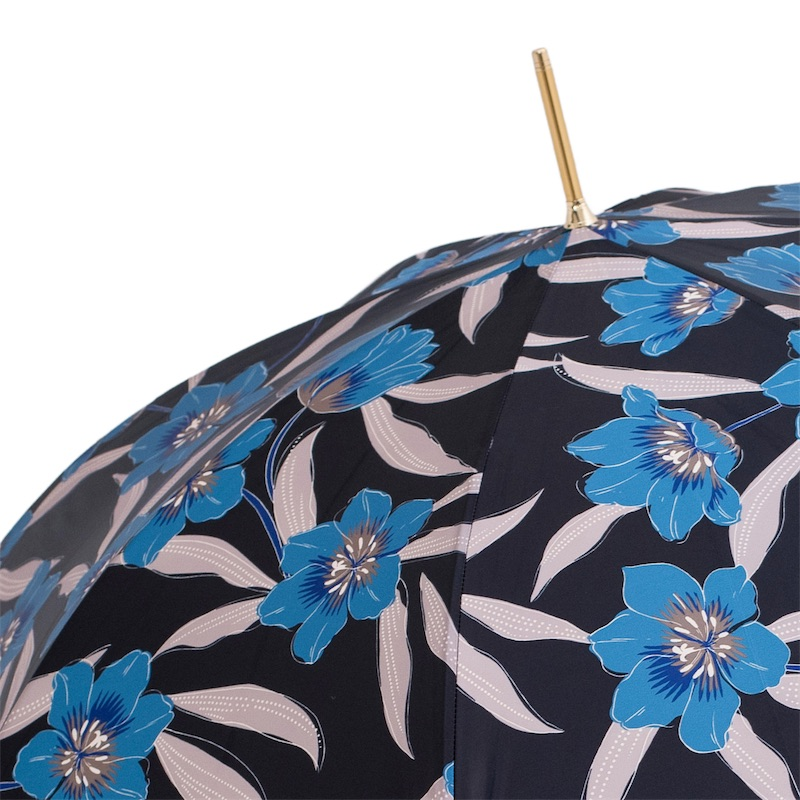 Exclusive Blue Flowers Automatic Umbrella – Handmade in Italy